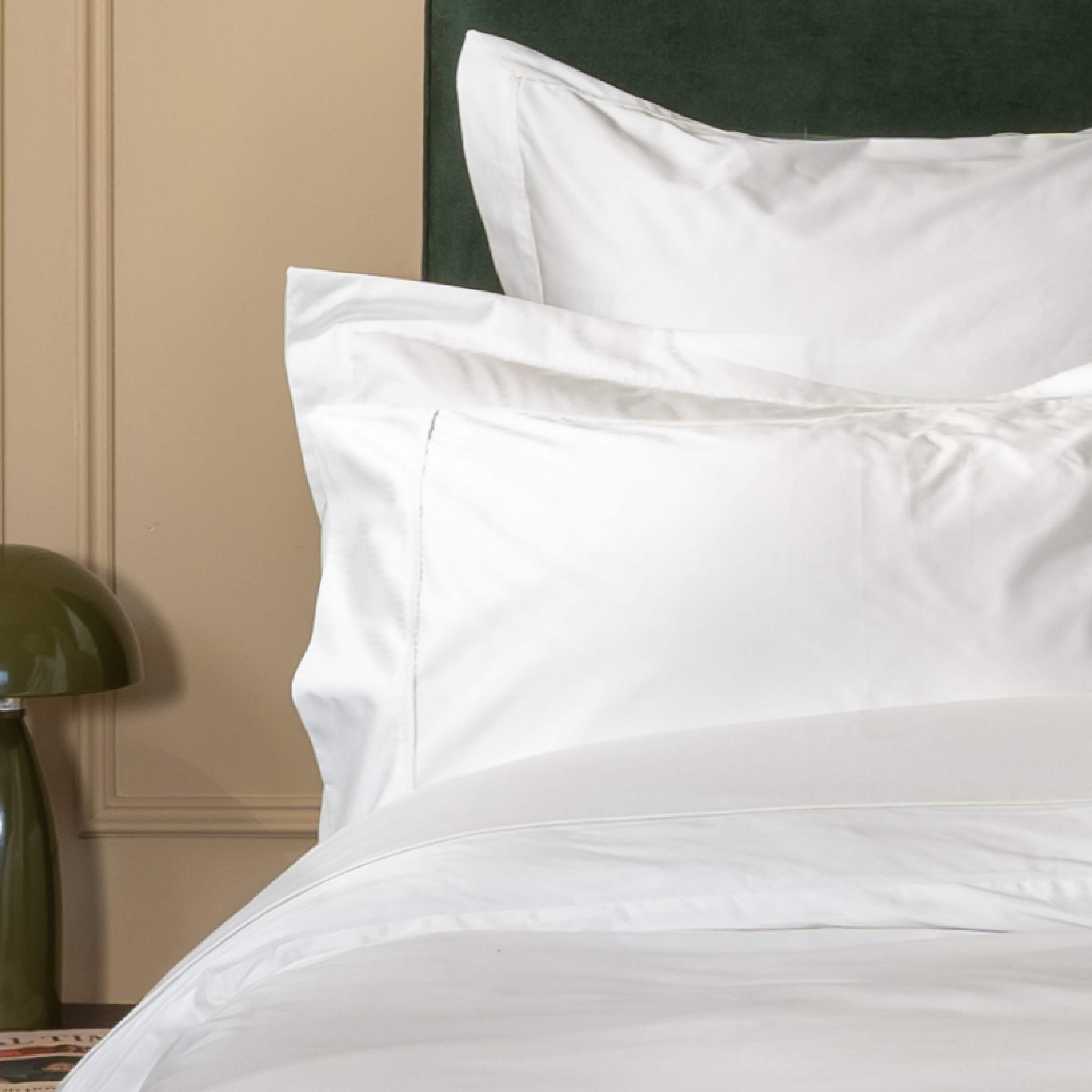 White Supima Cotton 1000 Thread Count Bedding - linen, in a styled bedroom 2 | Soak and Sleep