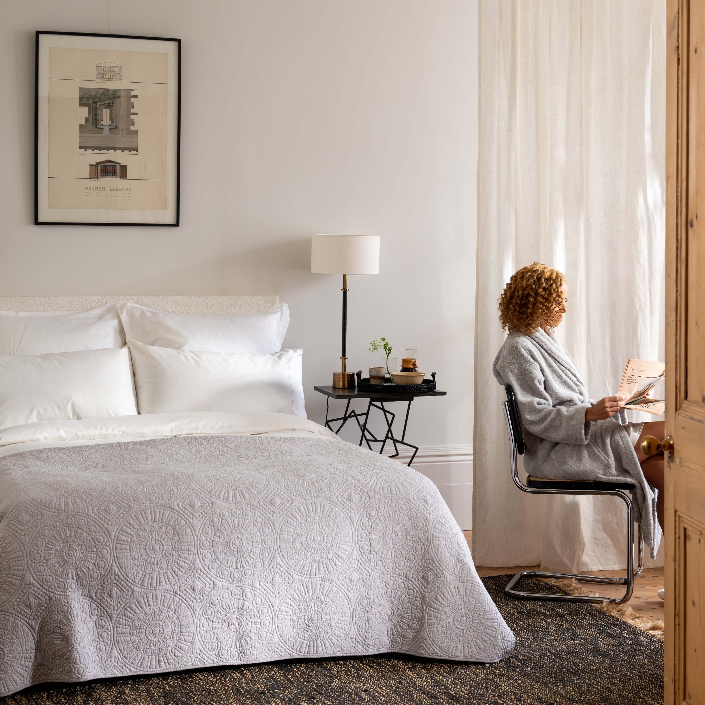 White Single Plain 400 Thread Count 30cm Standard Fitted Sheets - Egyptian Cotton, breathable, in a styled bedroom | Soak... 6