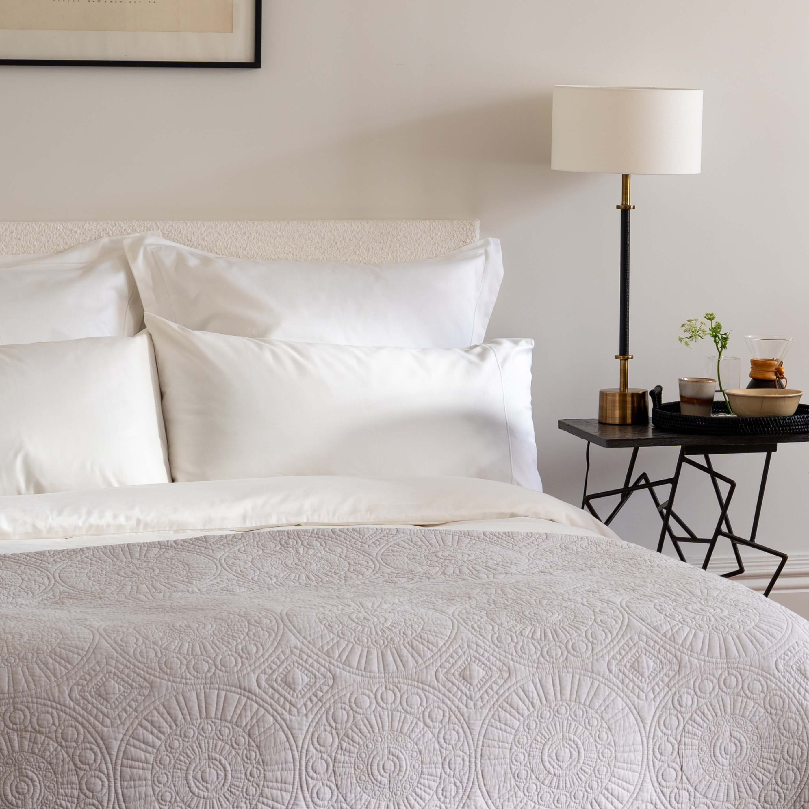 White Single Plain 400 Thread Count 30cm Standard Fitted Sheets - Egyptian Cotton, breathable, in a styled bedroom | Soak... 1
