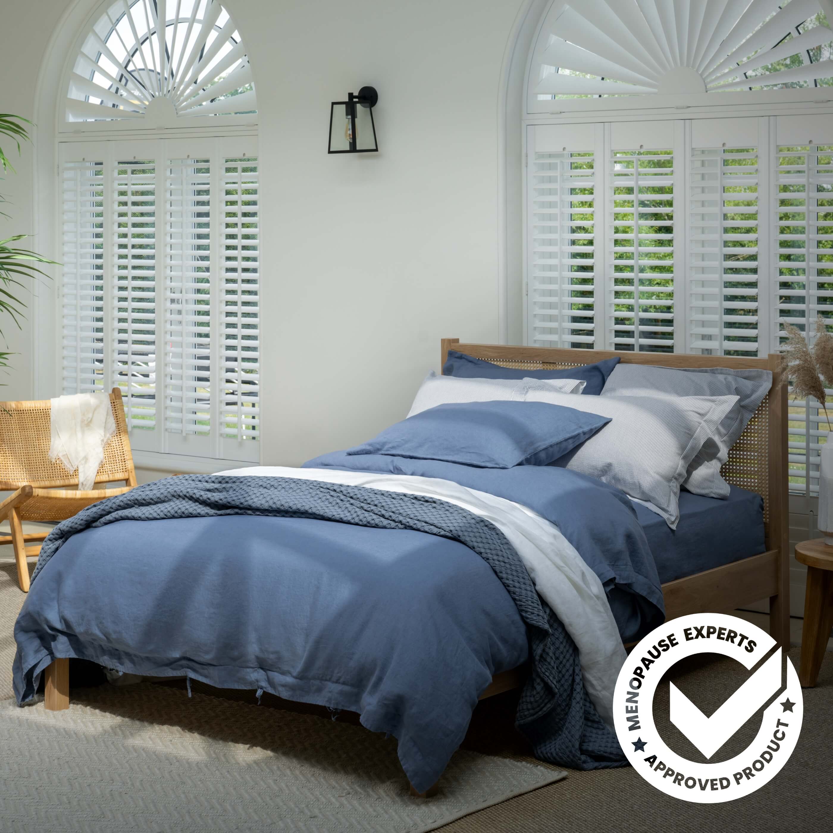Denim Blue French Linen Bed Sets
