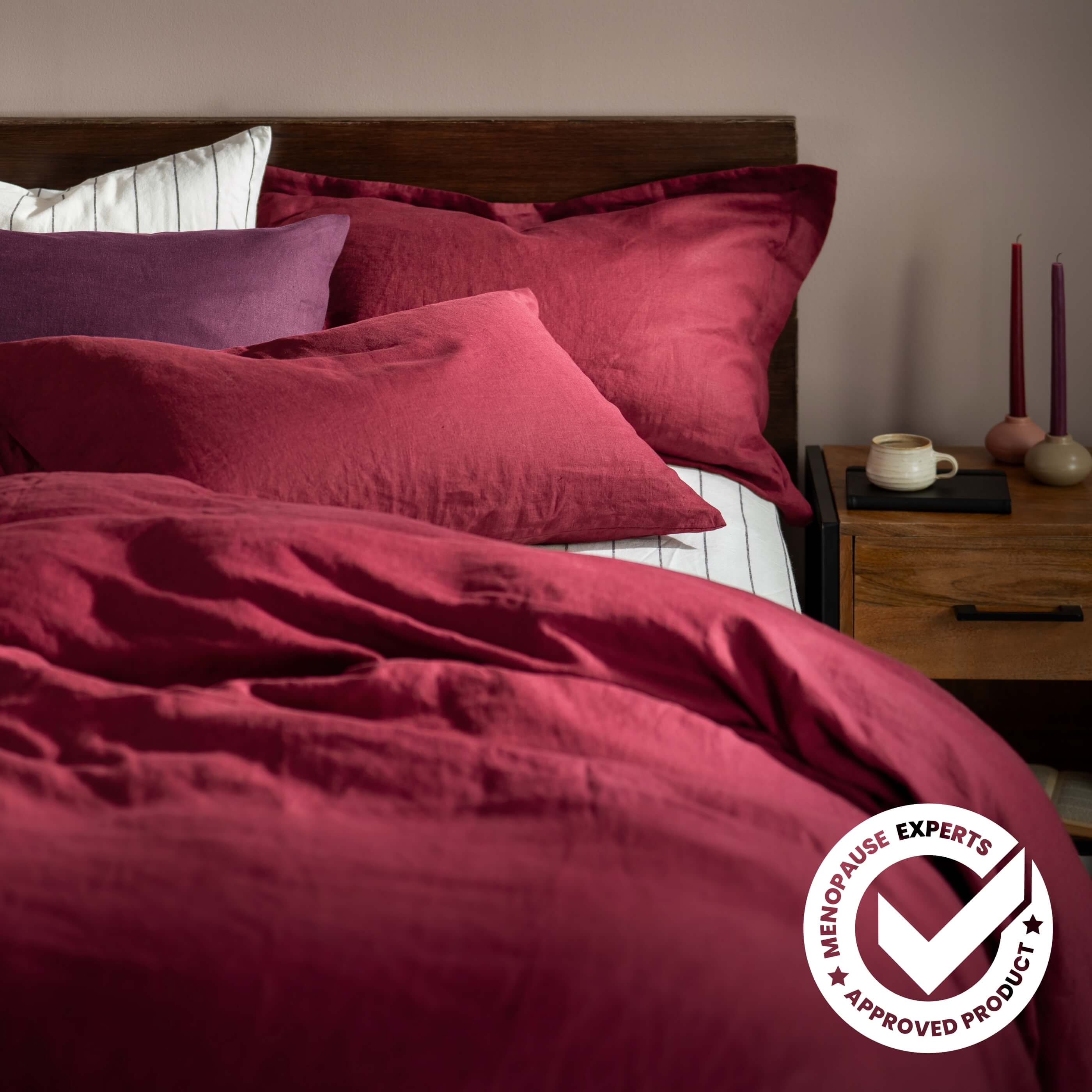Raspberry French Linen Fitted Sheets (Deep)