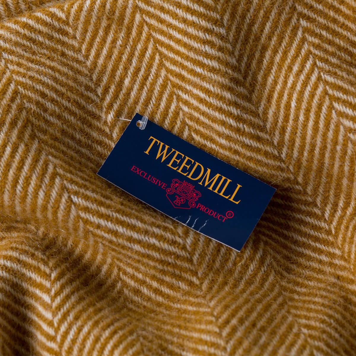 Mustard Herringbone Pure Wool Throw