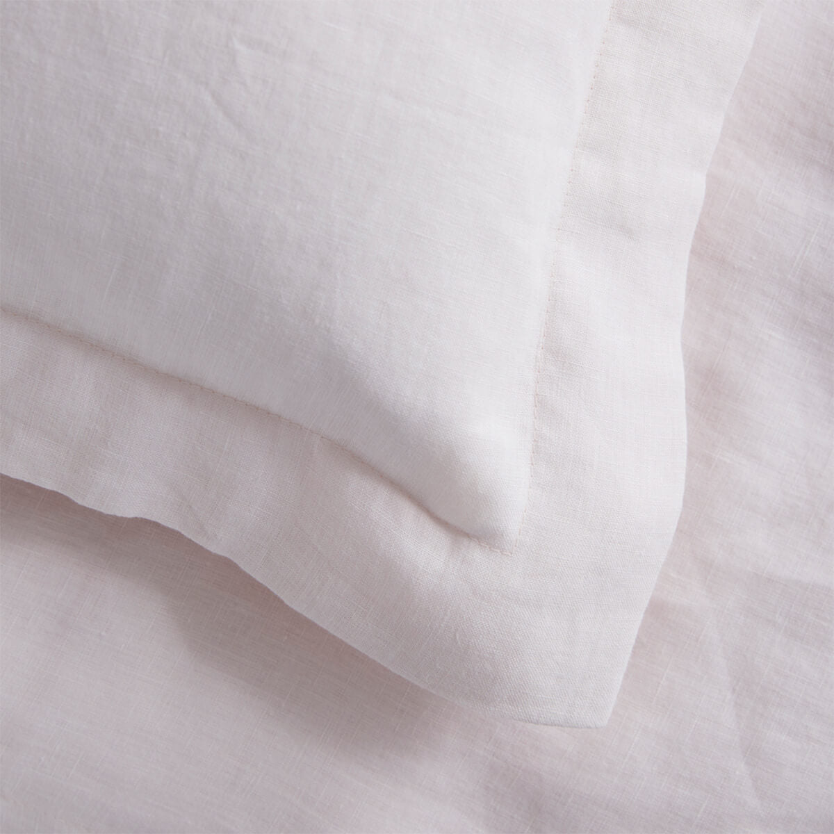 Blush Pink French Linen Bedding And Bed Sheets - breathable, close-up detail 1 | Soak and Sleep