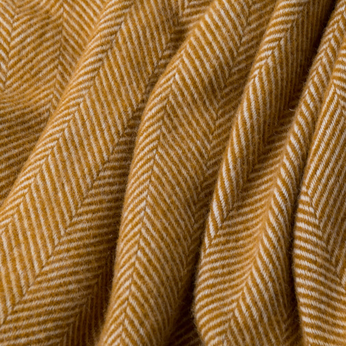Mustard Herringbone Pure Wool Throw