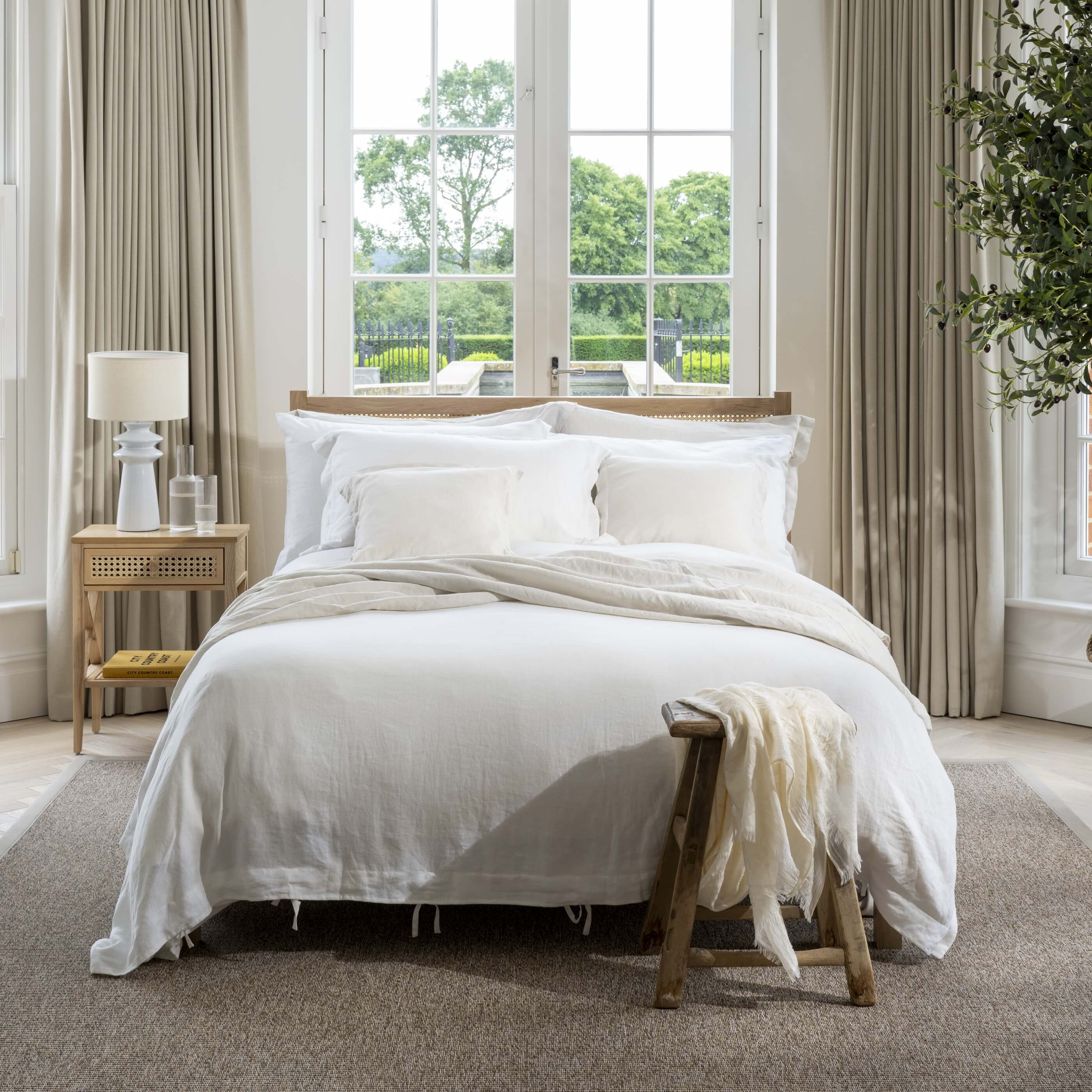 White French Linen Bed Sets Superking