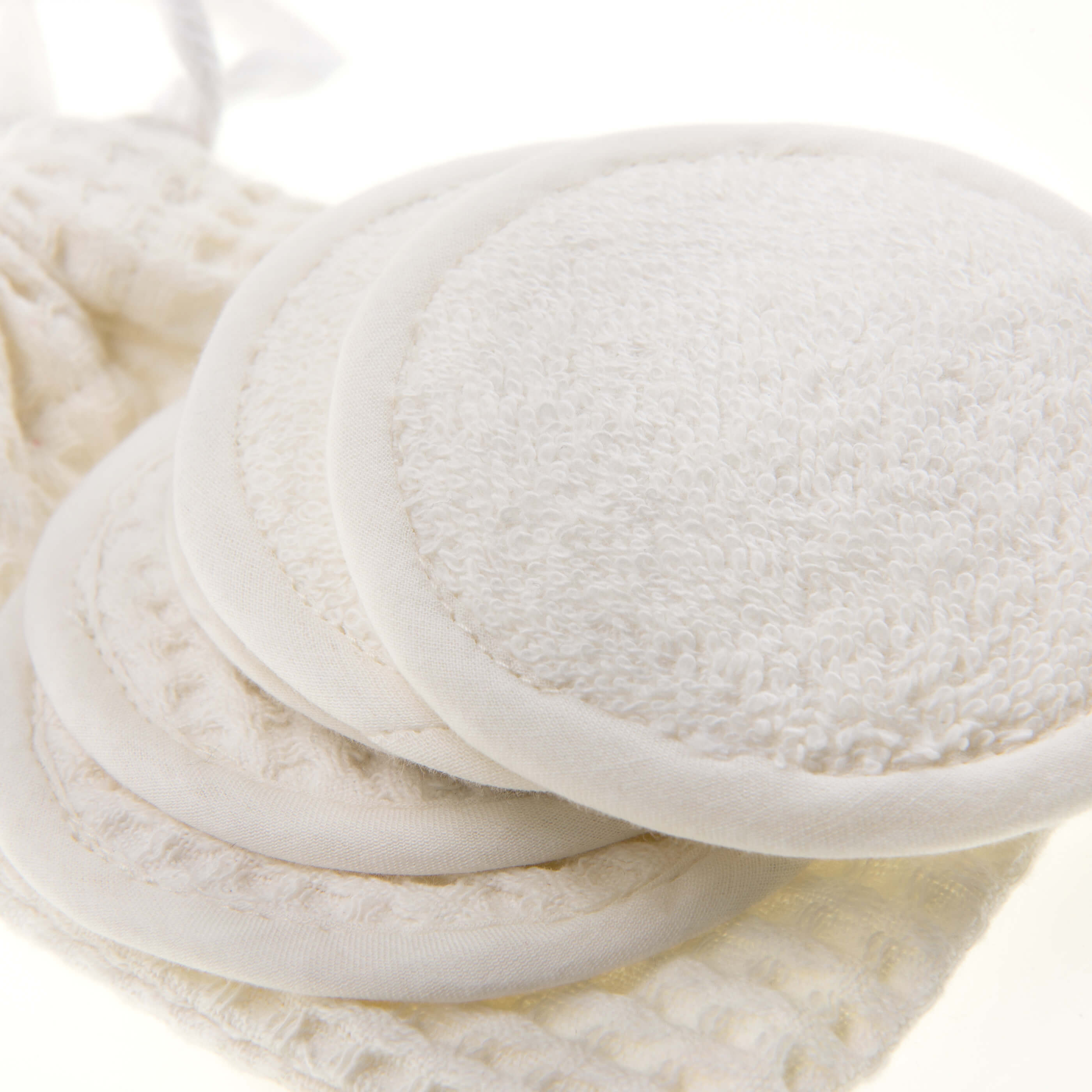 Ecru Waffle Cotton Re-Usable Face Pads & Headband Set