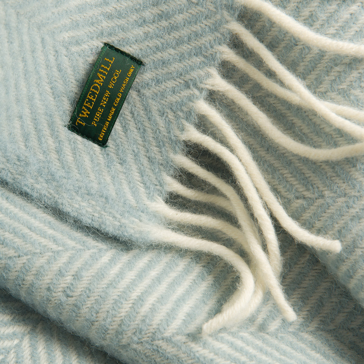 Duck Egg Herringbone Pure Wool Throw