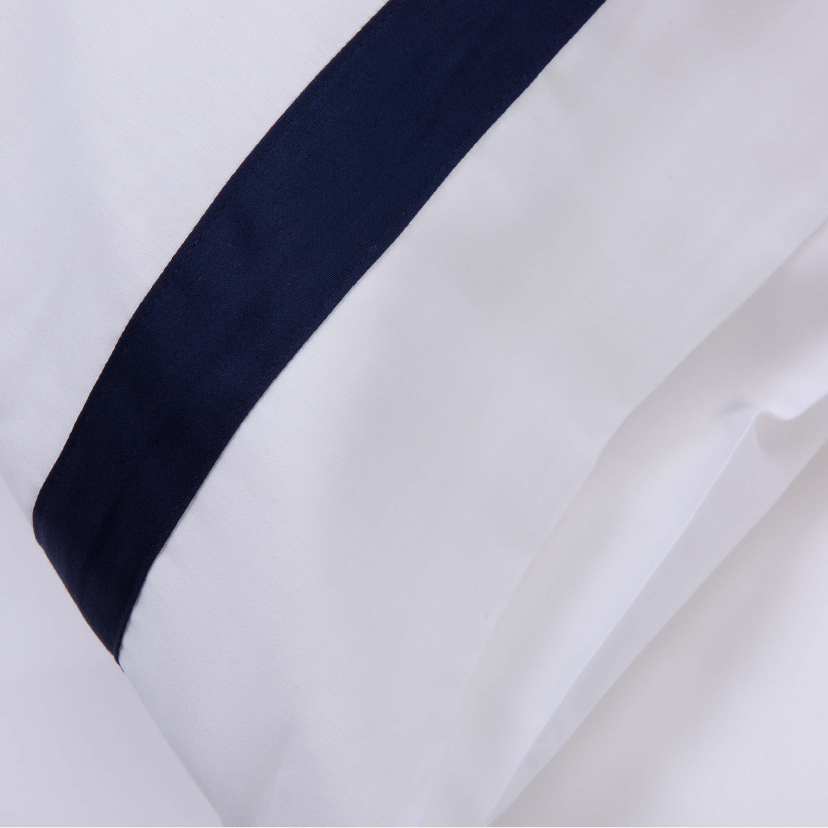 White/Navy 300TC Colour Border Cotton Pillowcases