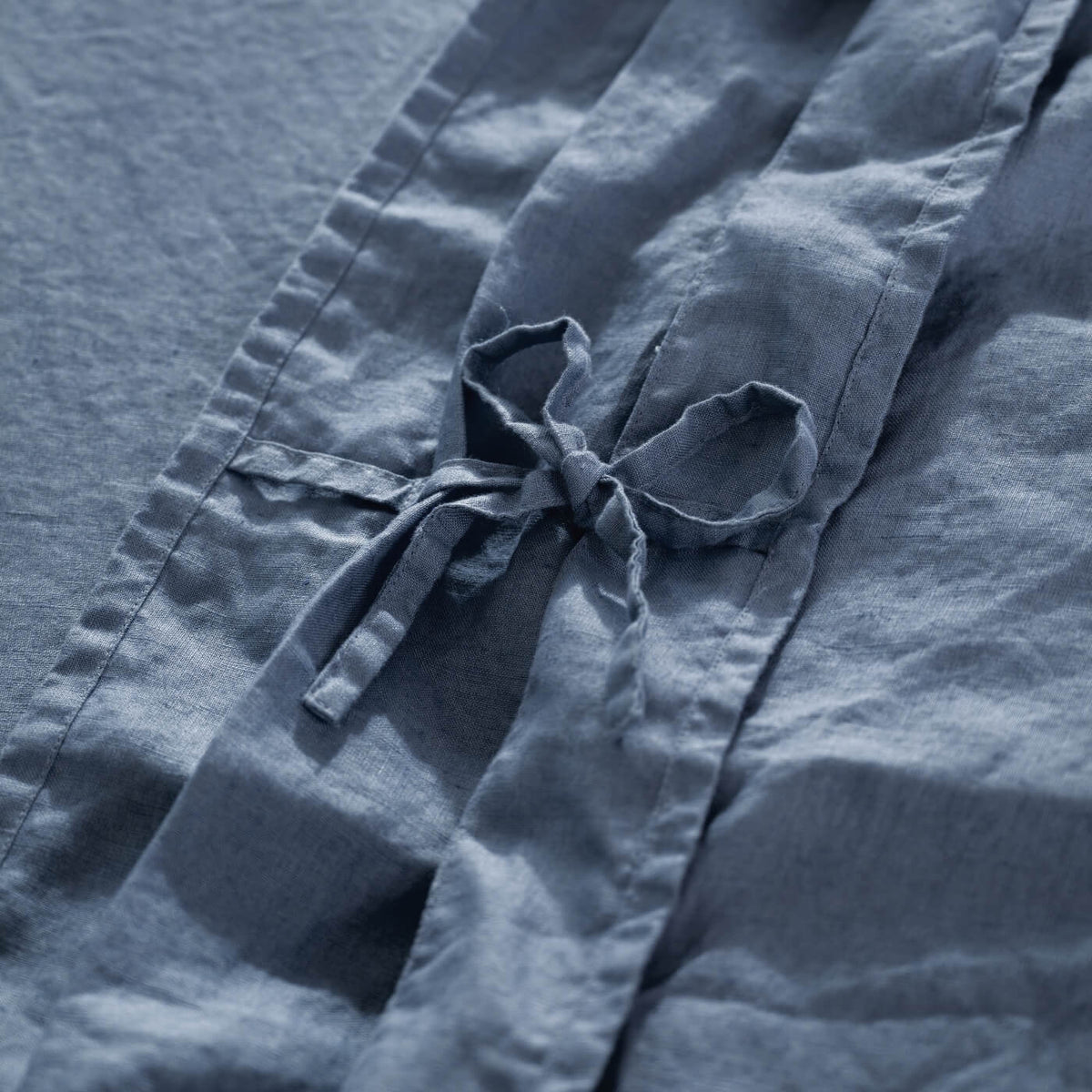 Denim Blue French Linen Pillowcases detail view 1 | Soak and Sleep