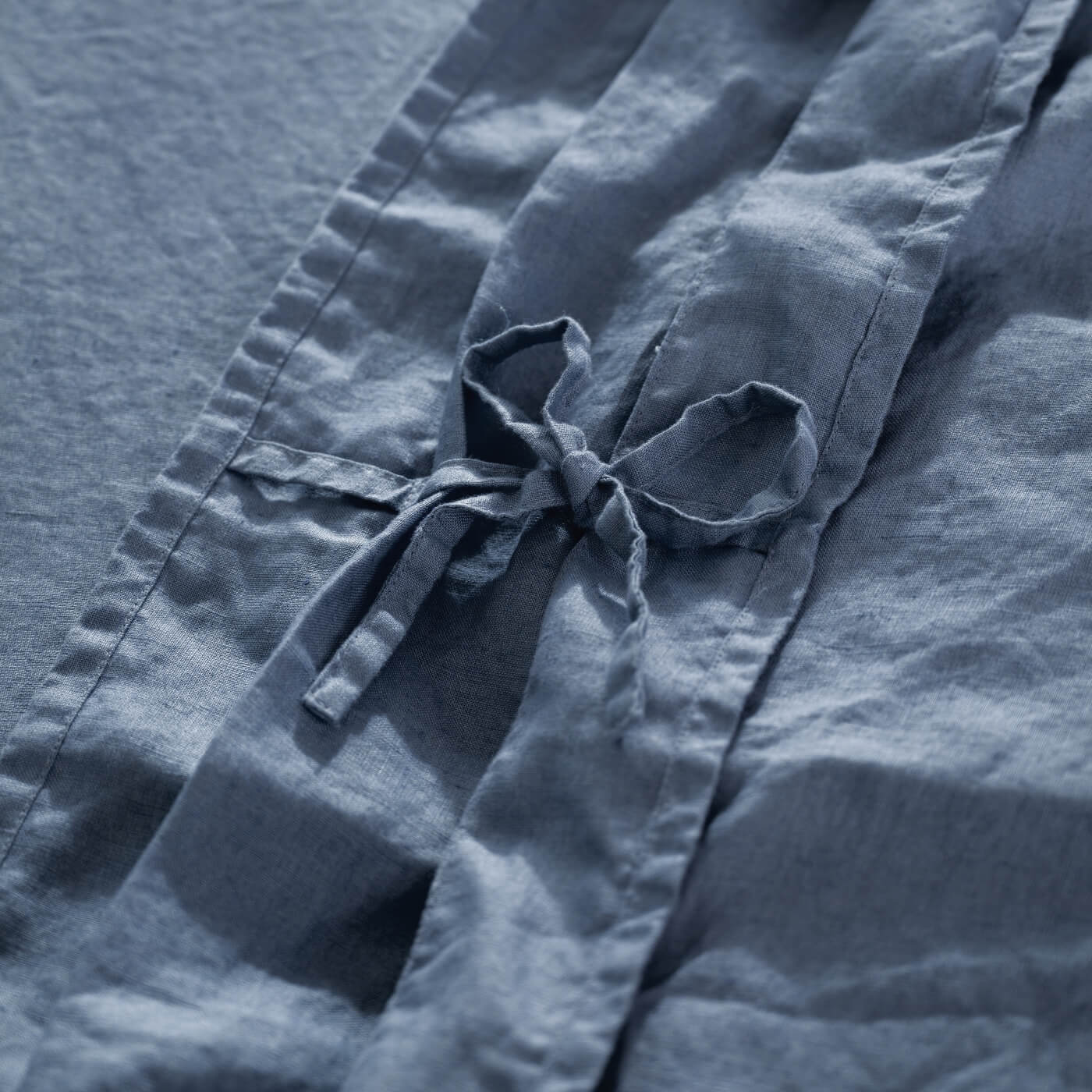 Denim Blue French Linen Bedding And Bed Sheets - breathable, styled in a bedroom 1 | Soak and Sleep