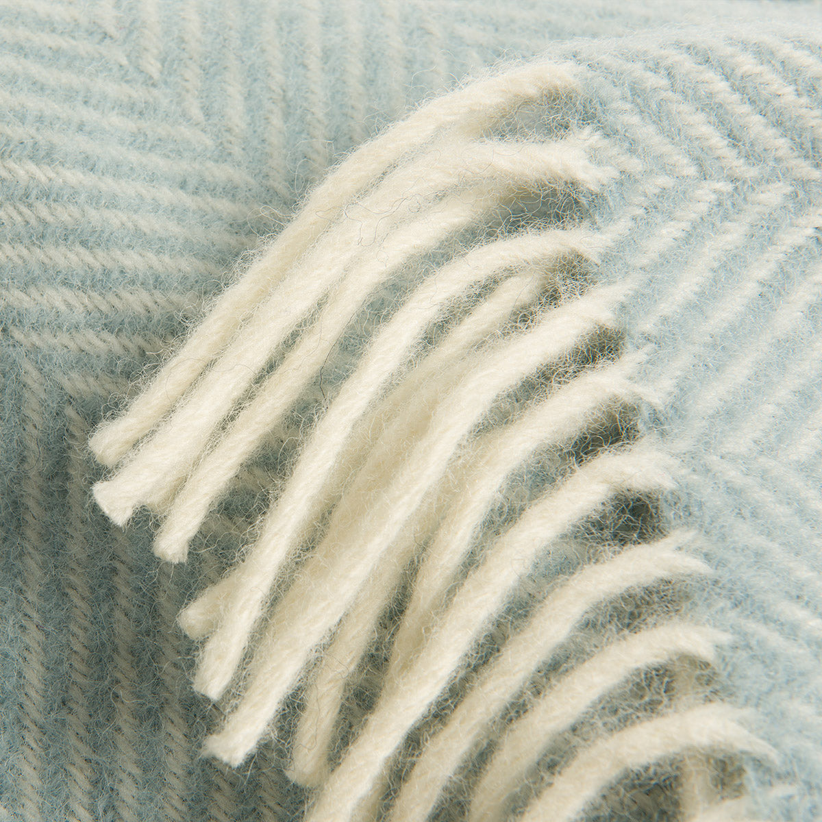 Duck Egg Herringbone Pure Wool Throw