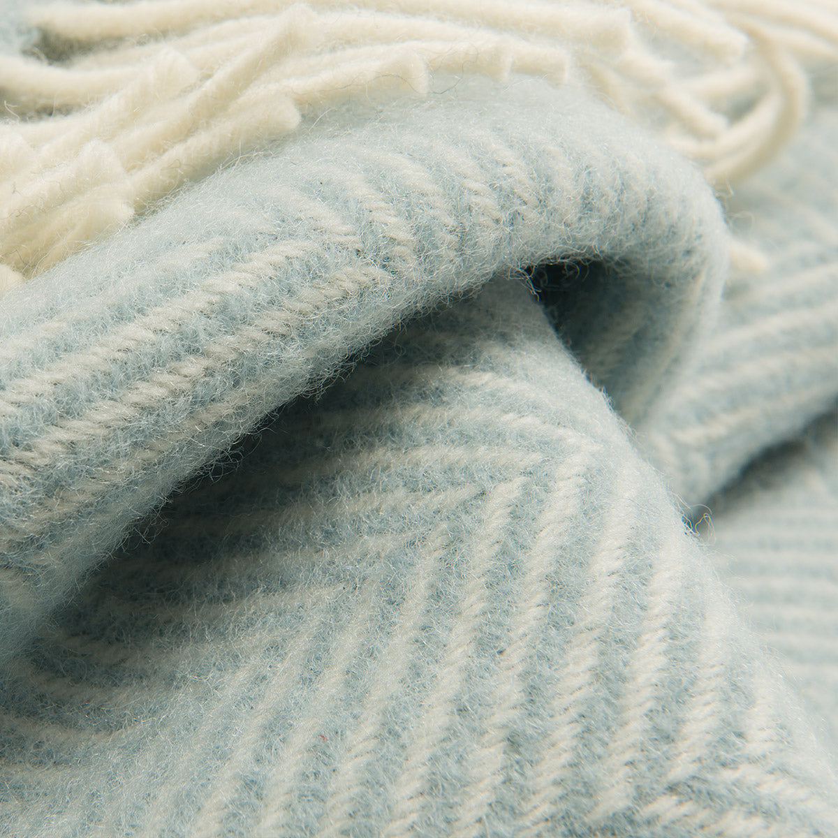 Duck Egg Herringbone Pure Wool Throw
