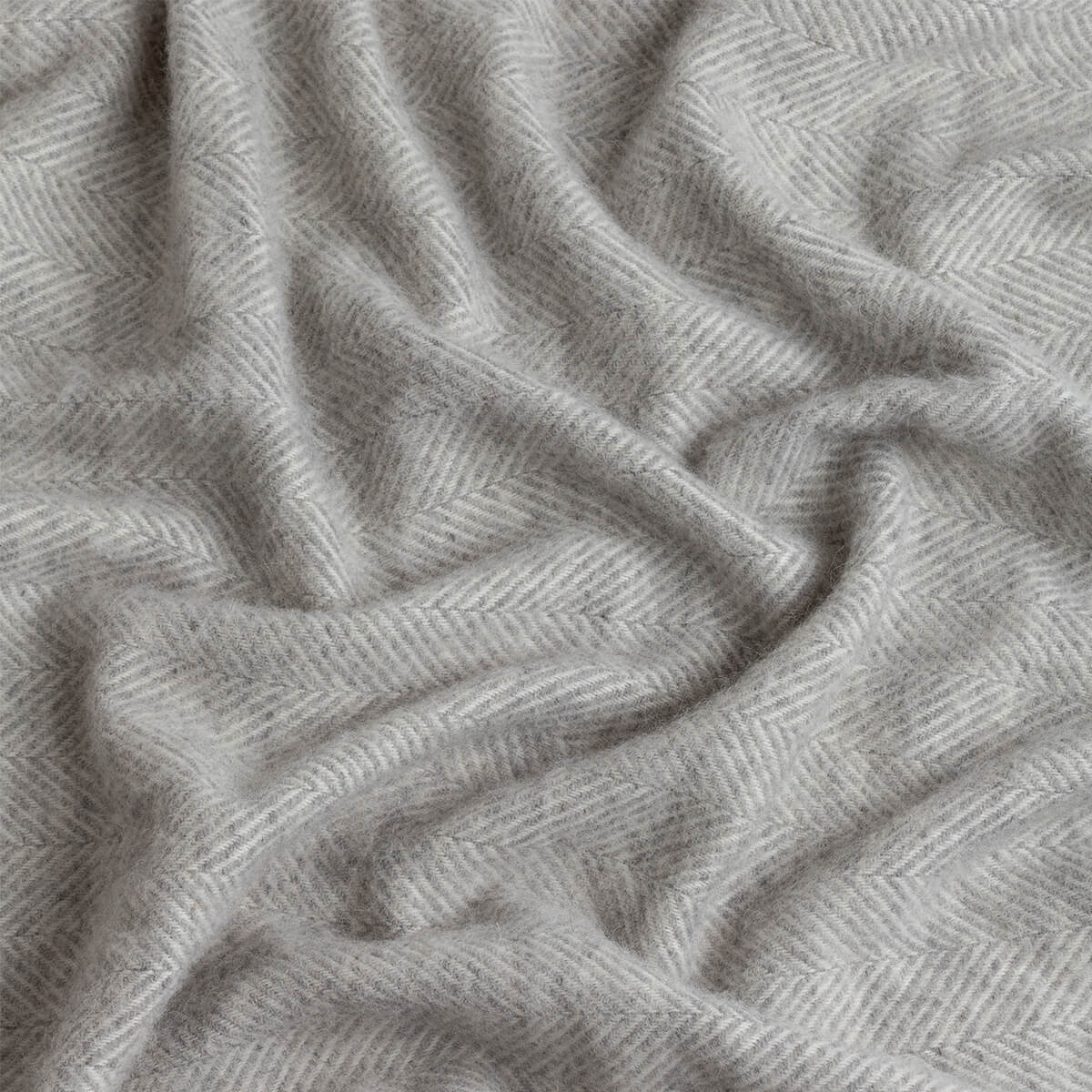 Light Grey Herringbone Pure Wool Throw