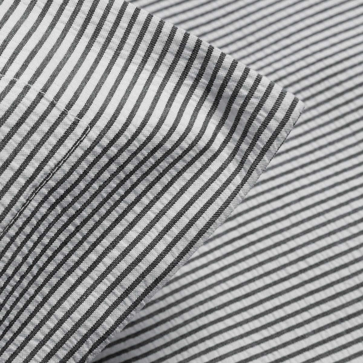 White/Navy Seersucker Stripe Duvet Cover