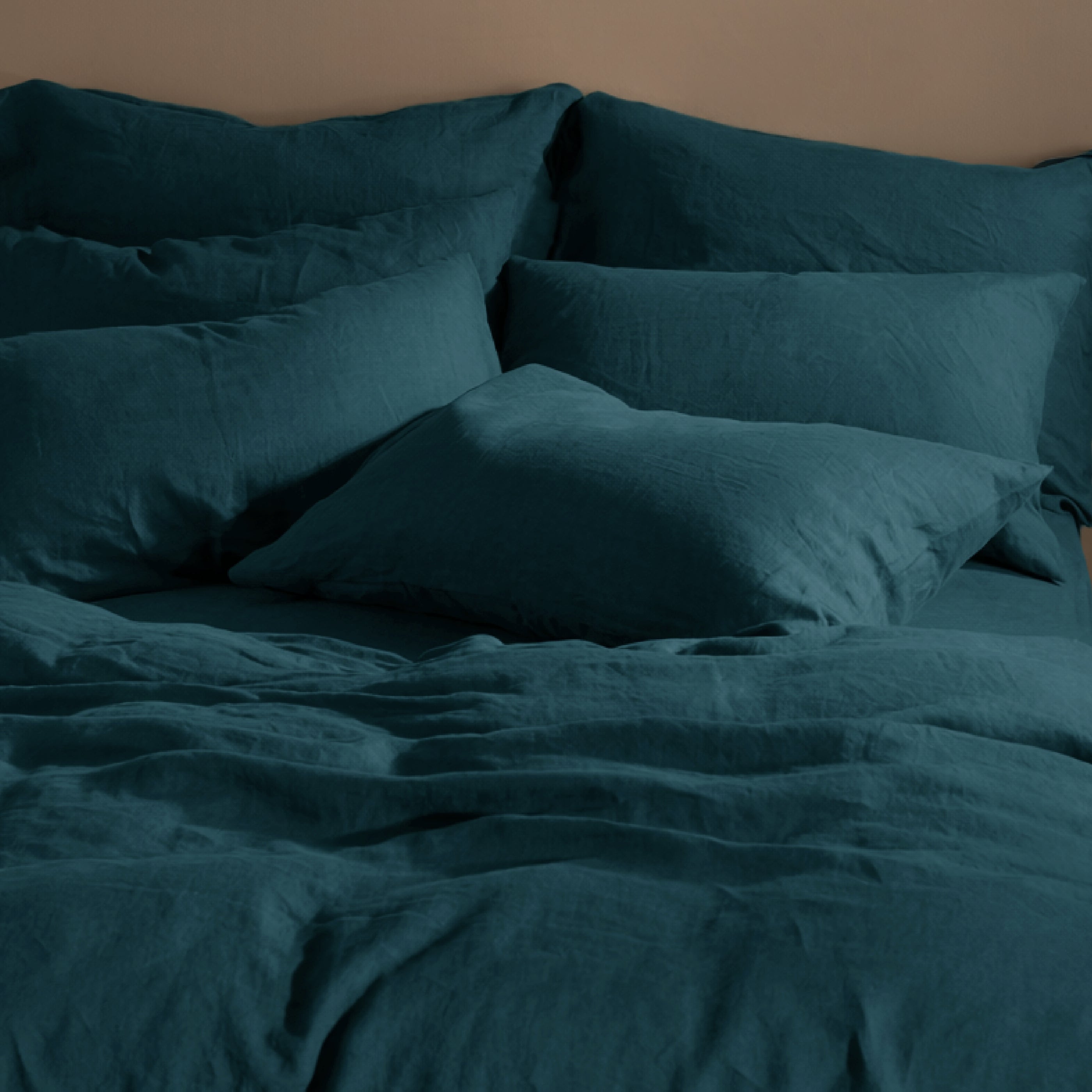 Atlantic Blue French Linen 40cm Deep Fitted Sheets