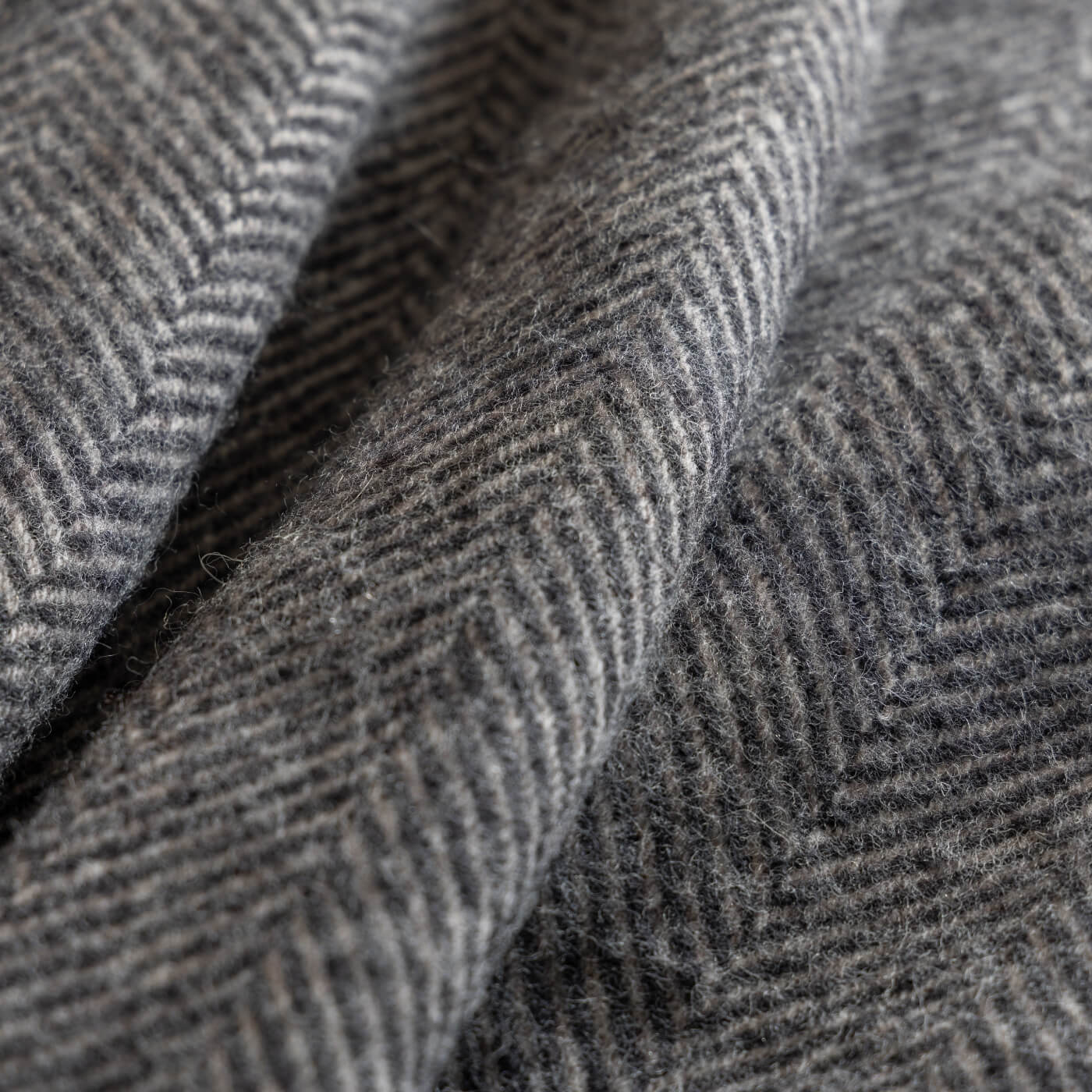 Charcoal Herringbone Pure Wool Throw