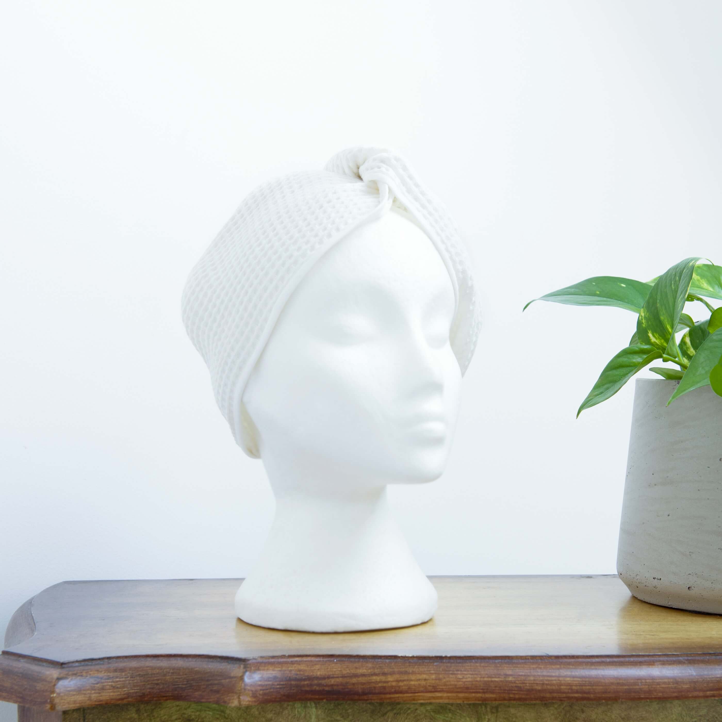 Ecru Waffle Cotton Hair Wrap