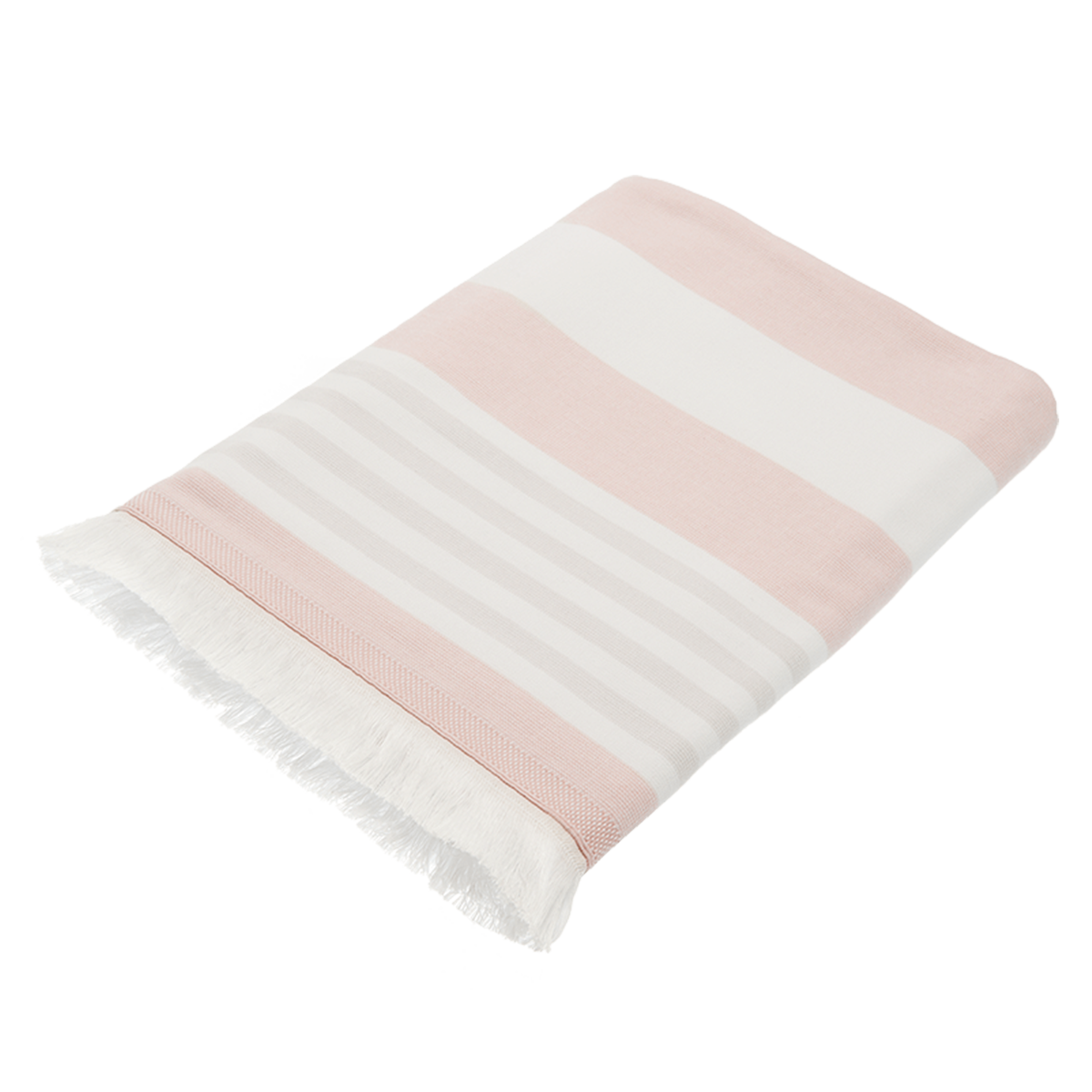 Pink Striped Cotton Beach Towel