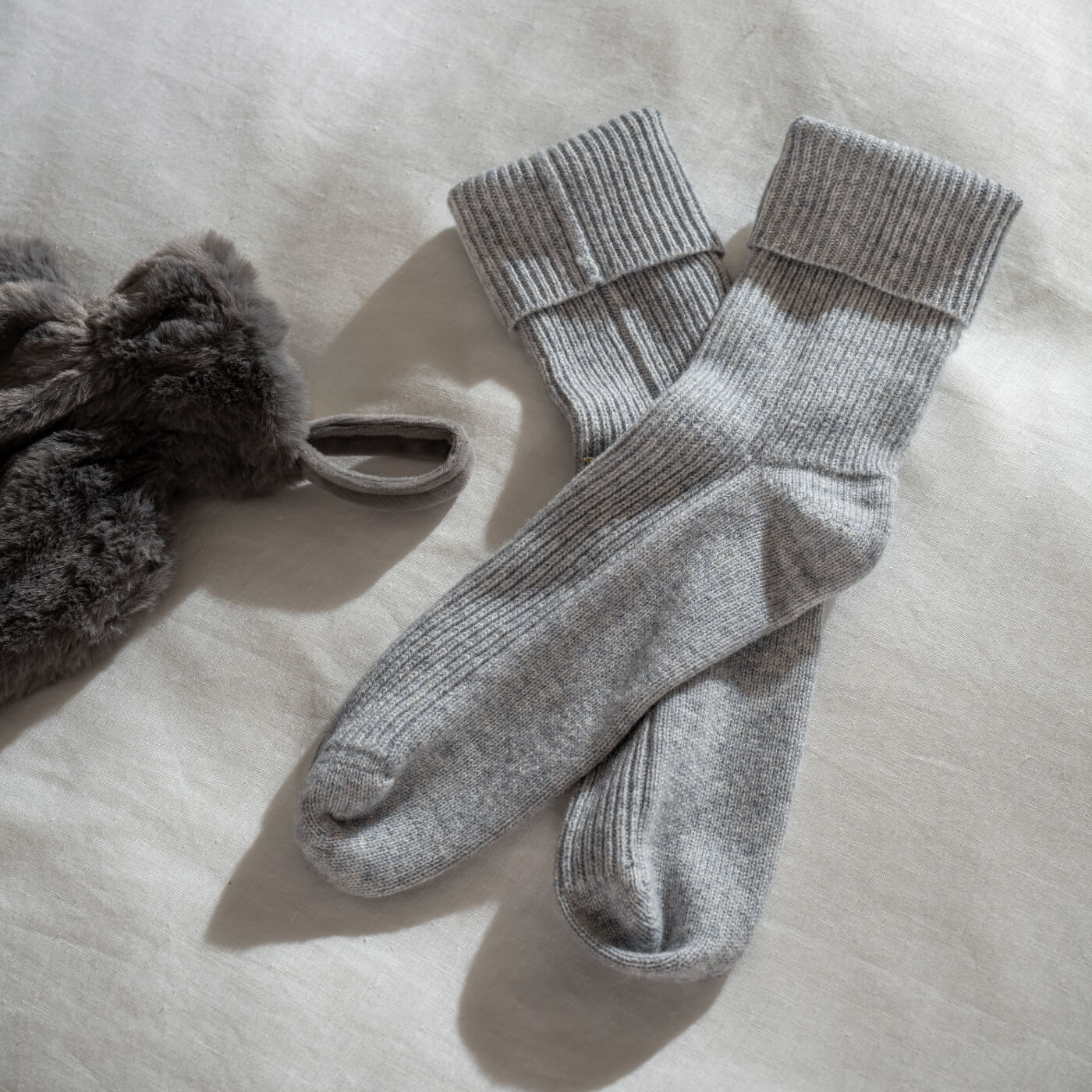 Grey Marl Supreme Cashmere Bed Socks