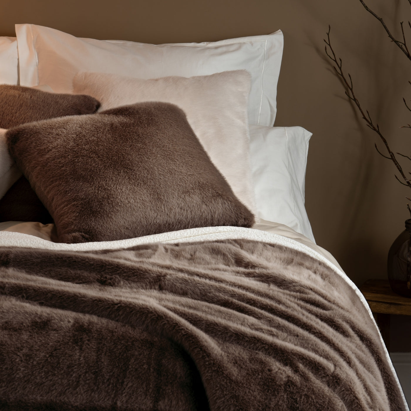 Chocolate Faux Fur Throw