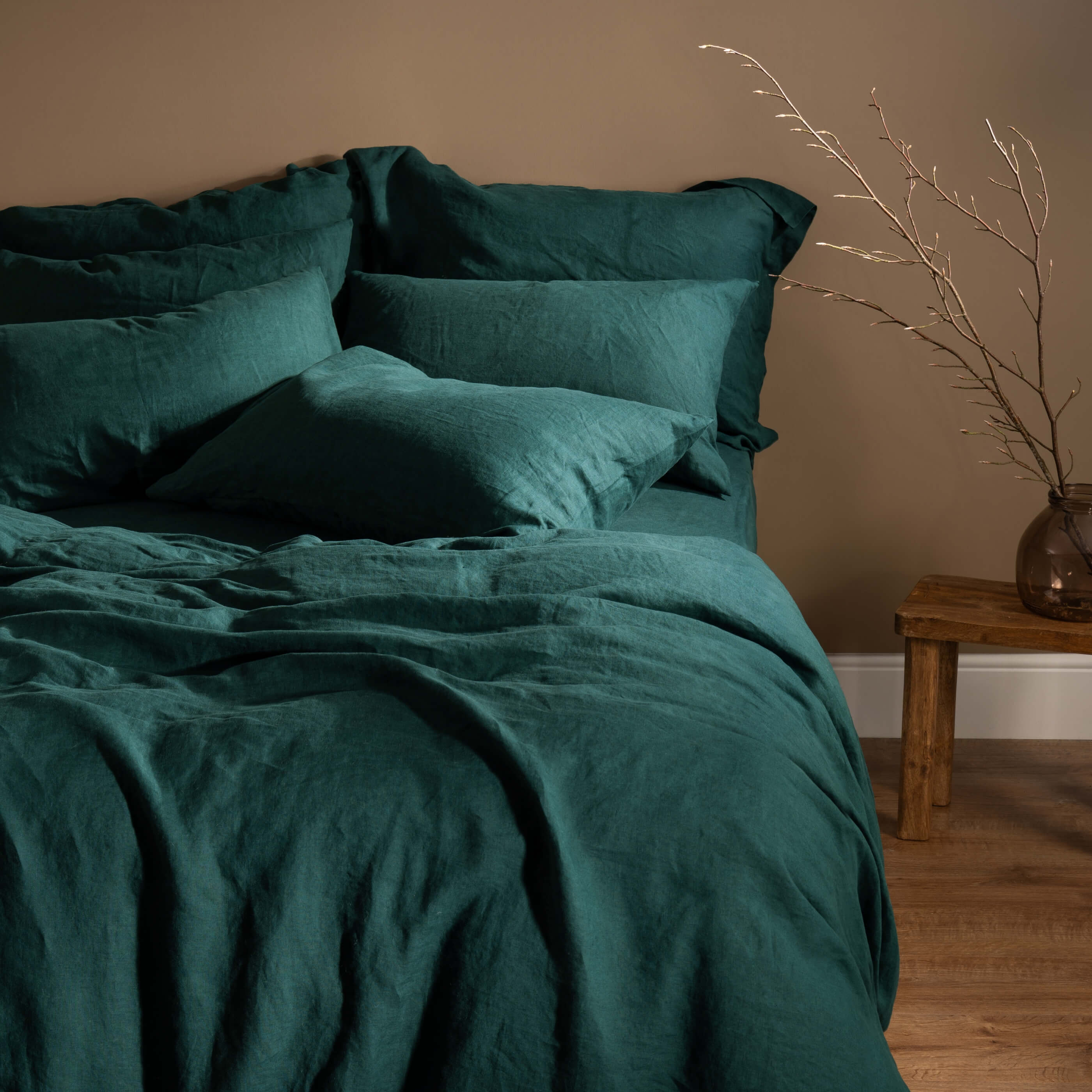 Dark Emerald French Linen Duvet Cover