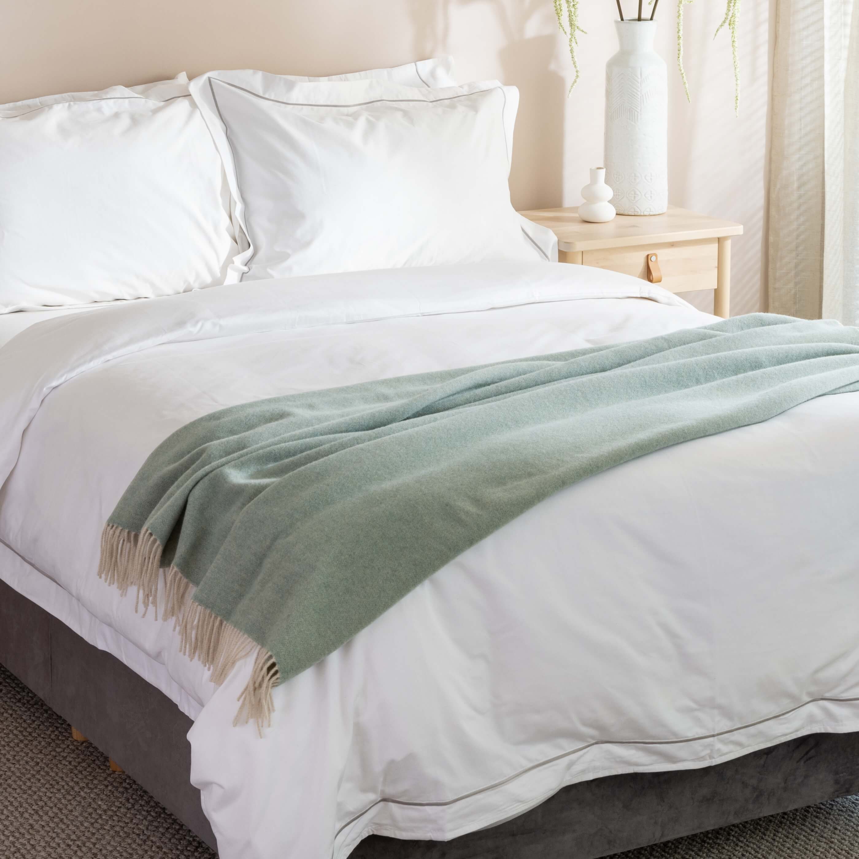 Duck Egg Wool With Cashmere Throw