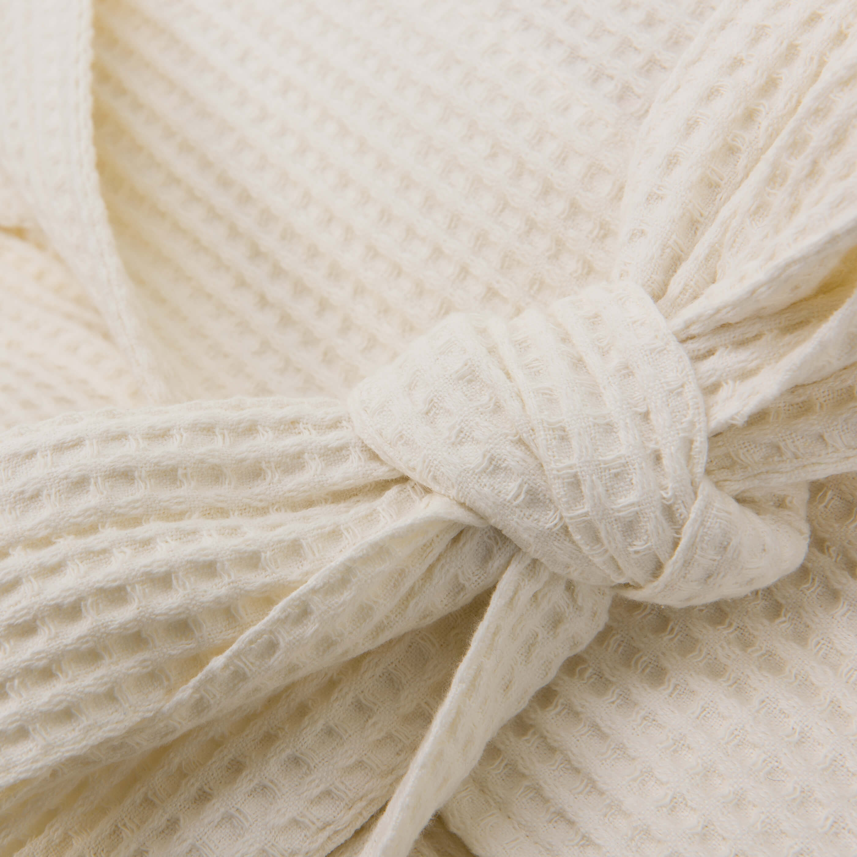 Ecru Waffle Cotton Bathrobe