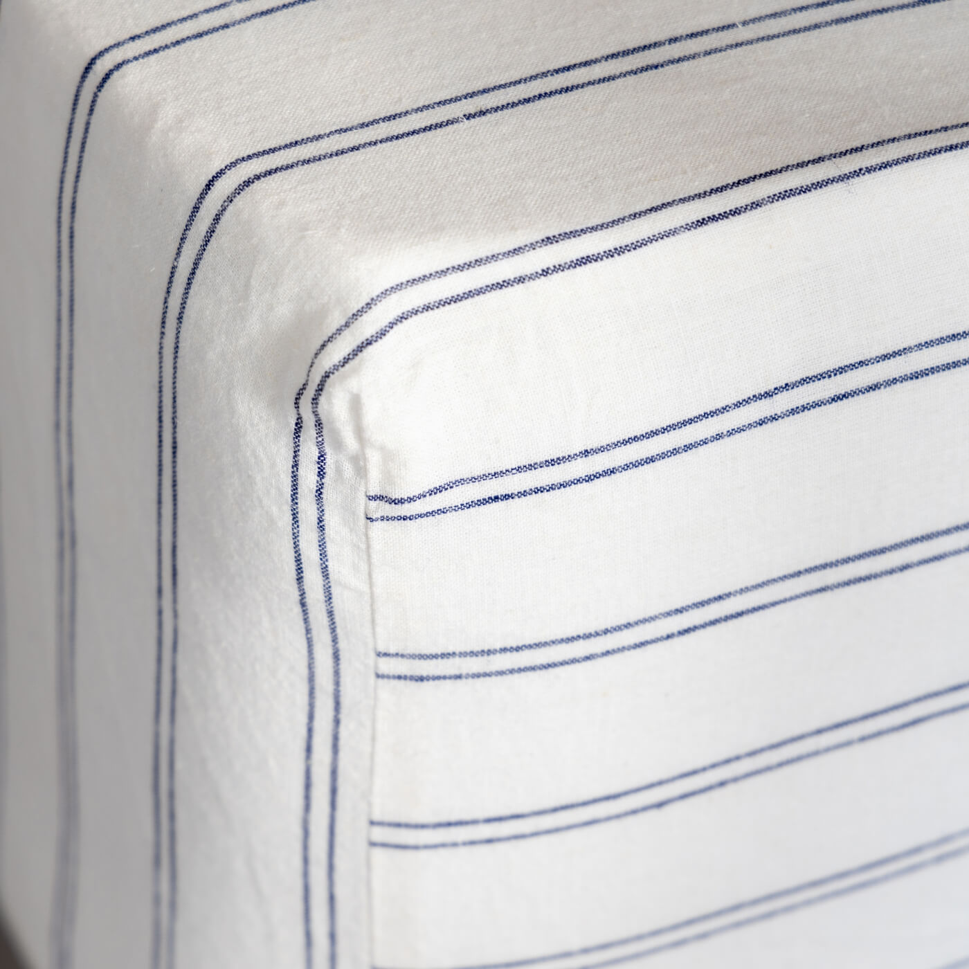 Navy/ White Fine Stripe Linen & Cotton Standard Fitted Sheet