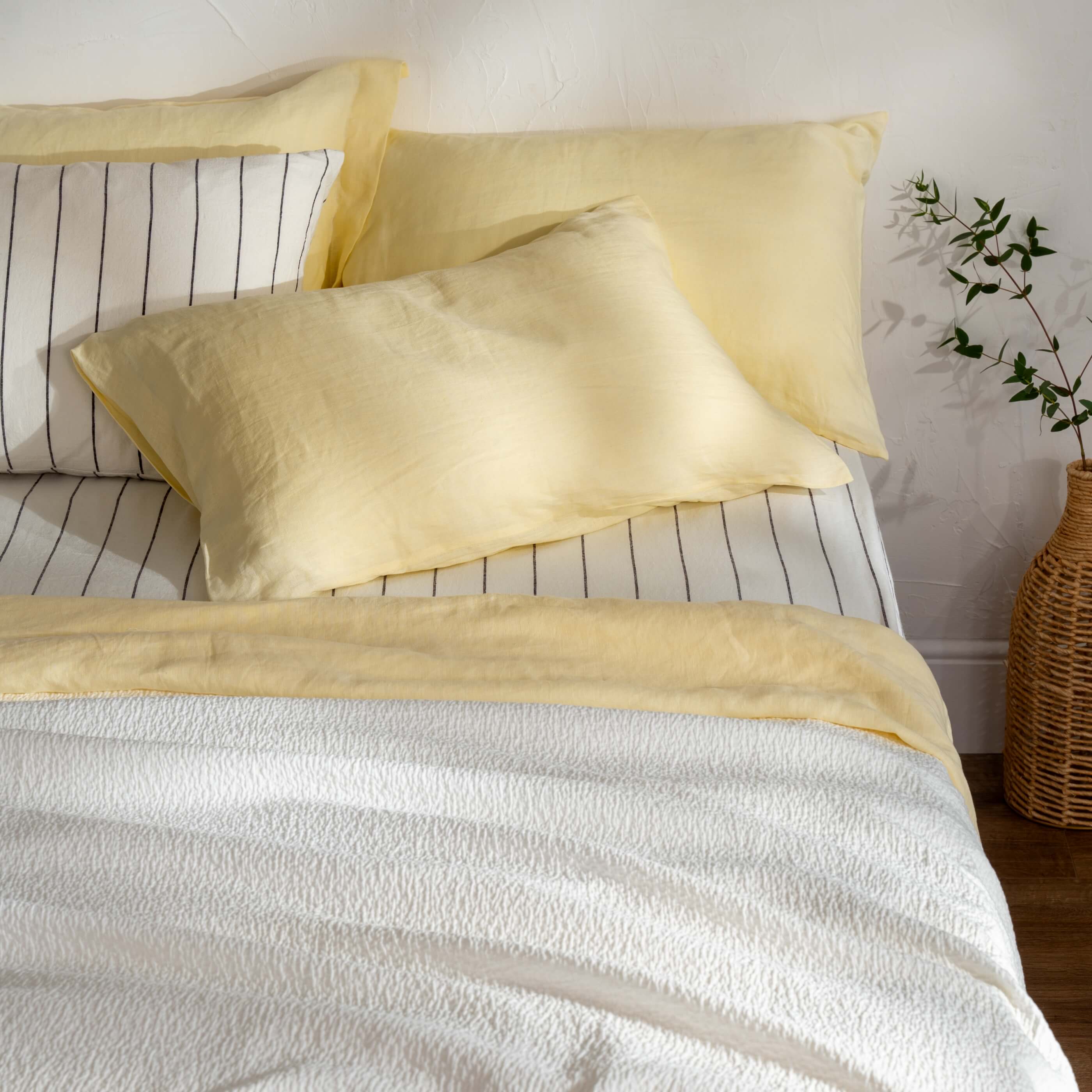 Lemon Yellow French Linen Duvet Cover