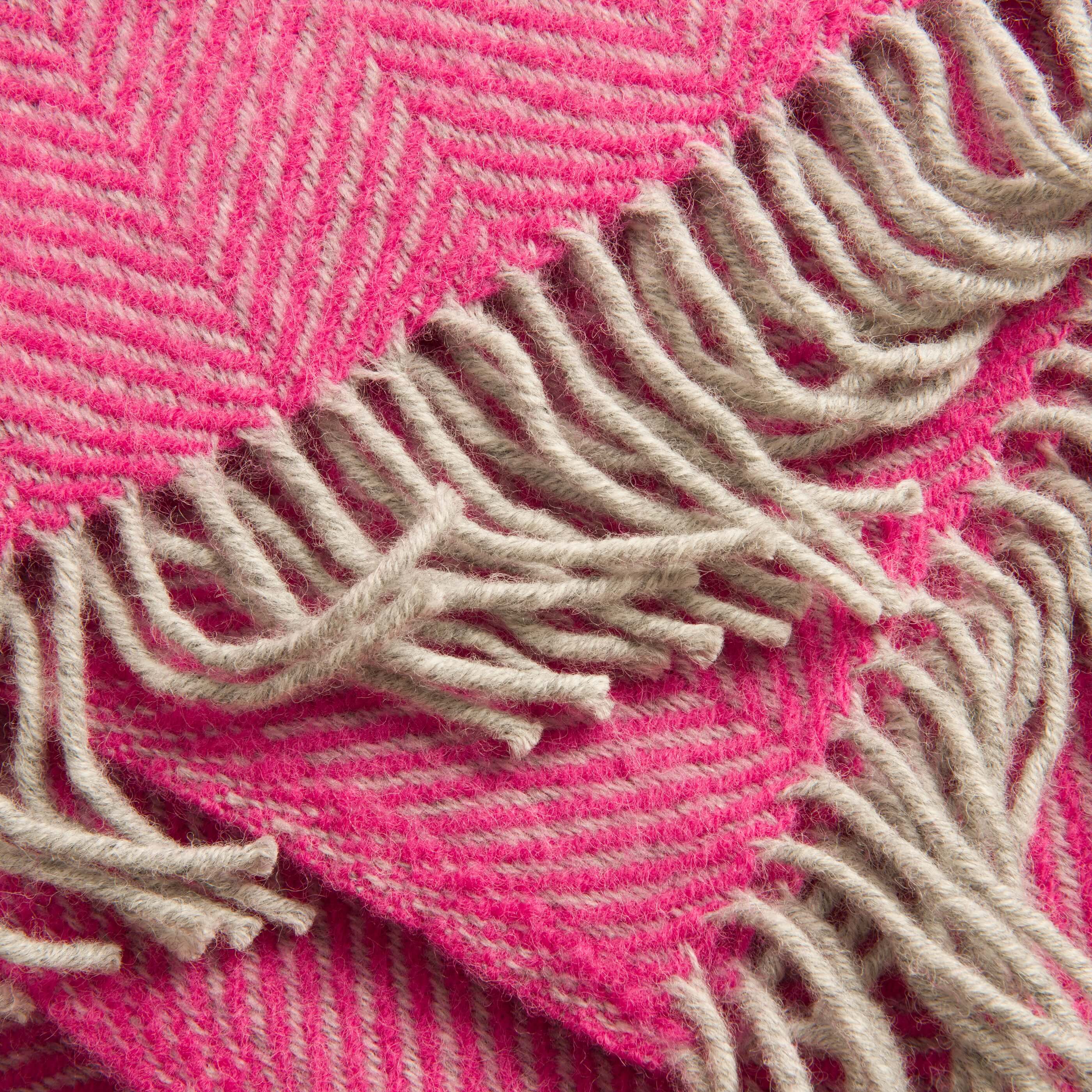 Fuchsia Herringbone Pure Wool Throw