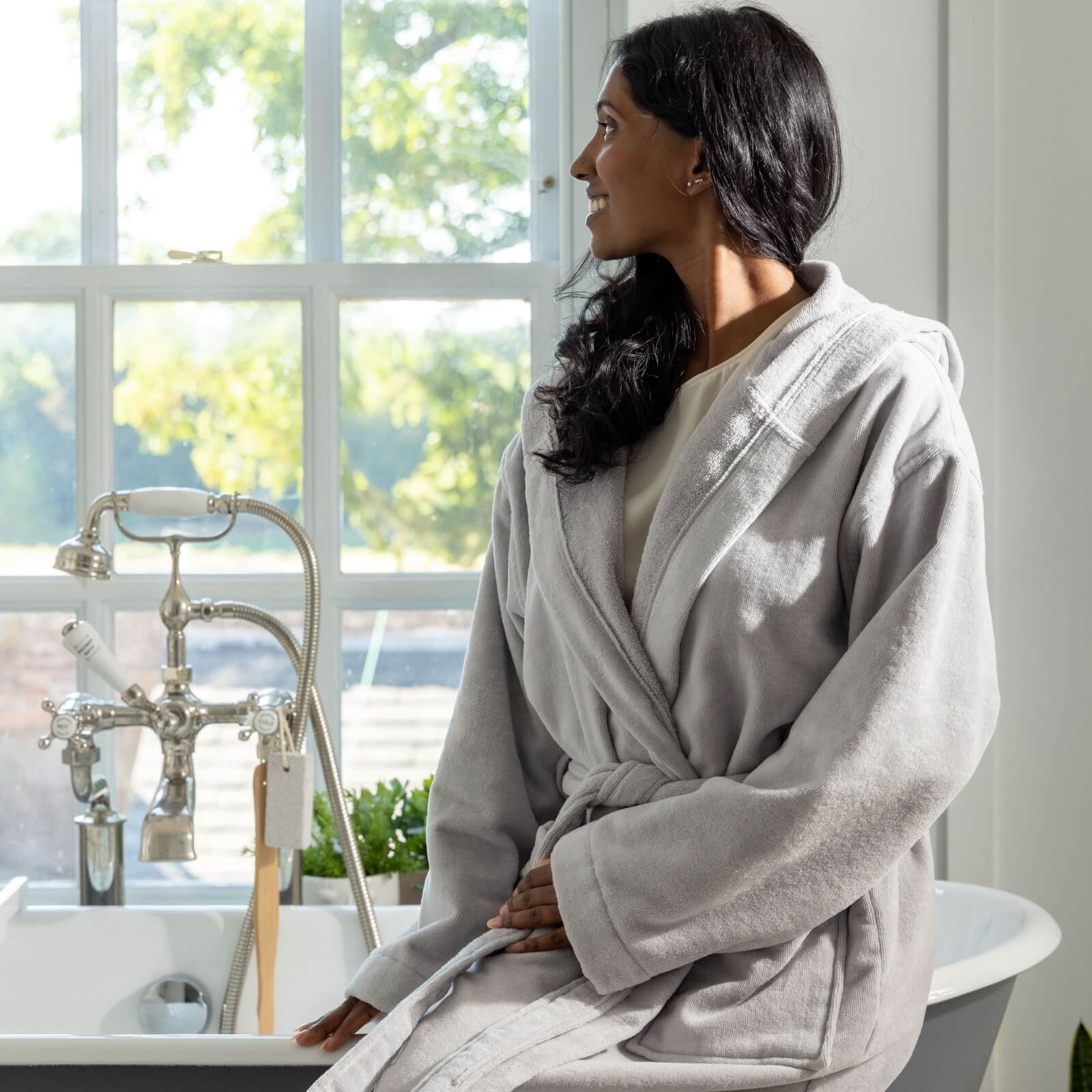 Misty Rose Cotton Velour Bath Robe