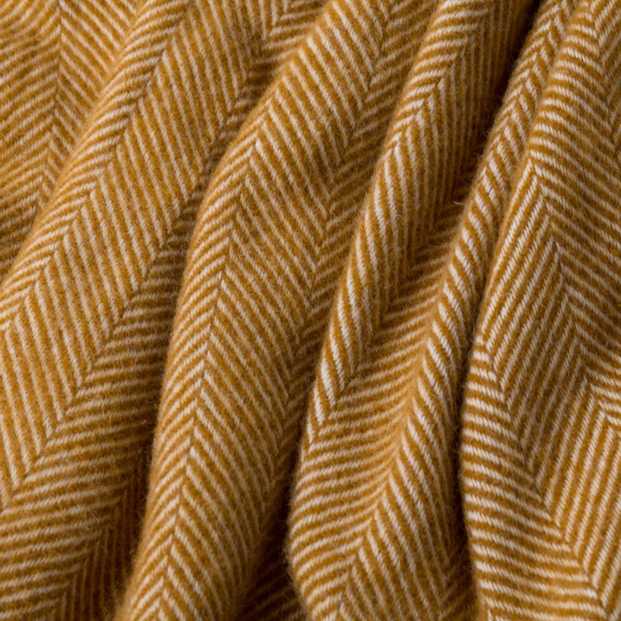 Mustard Herringbone Pure Wool Cushion