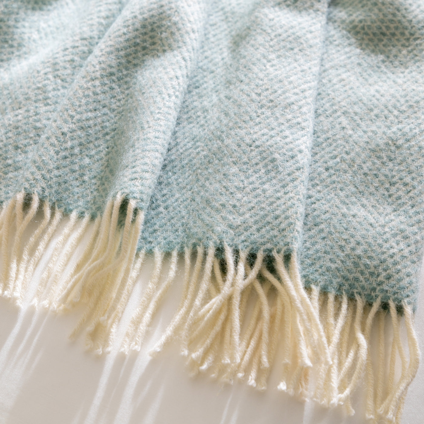 Sea Green Honeycomb Pure Wool Throw
