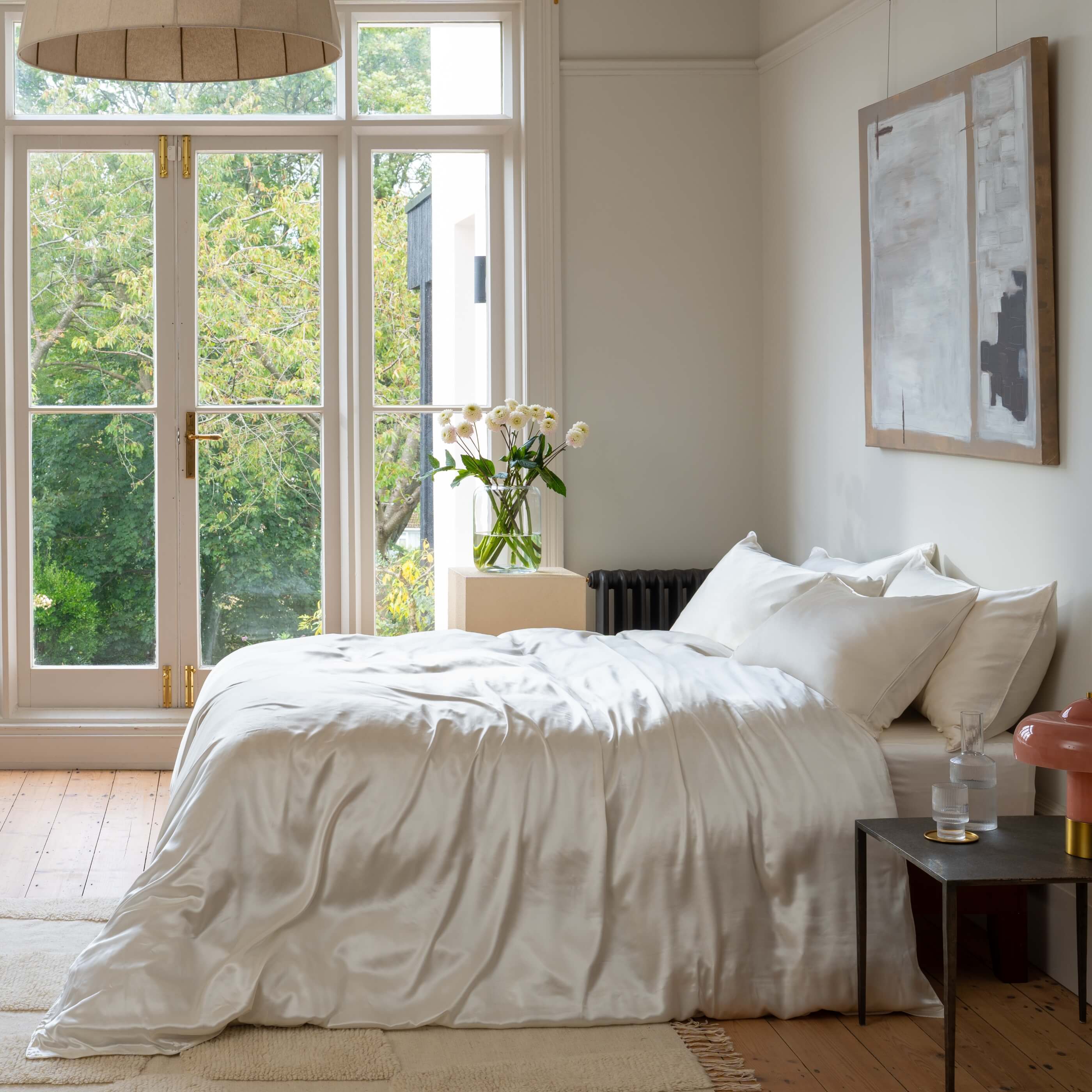 Ivory Mulberry Silk Bed Linen Fitted Sheet (Standard)