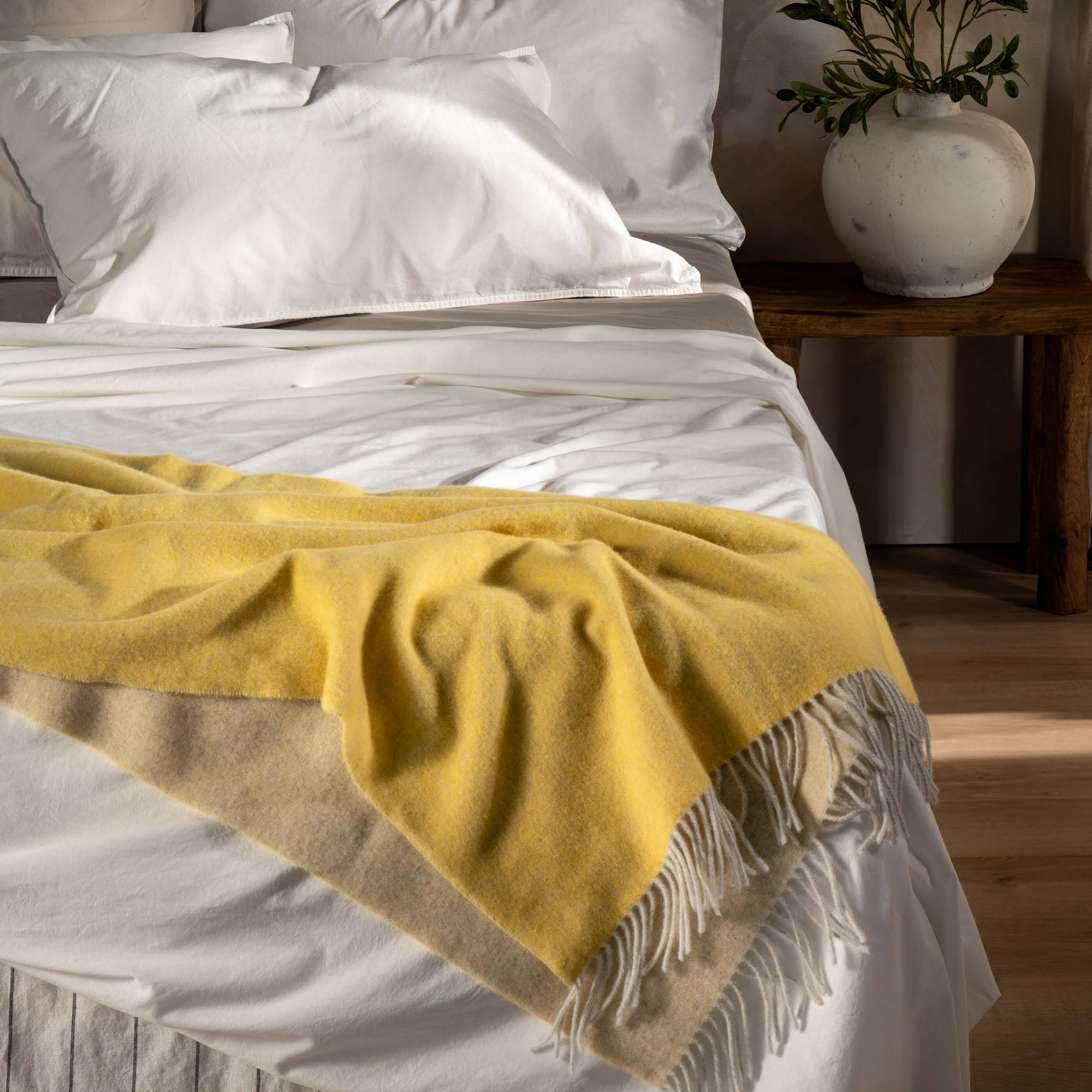 Lemon Yellow Luxury Wool with Cashmere Throw