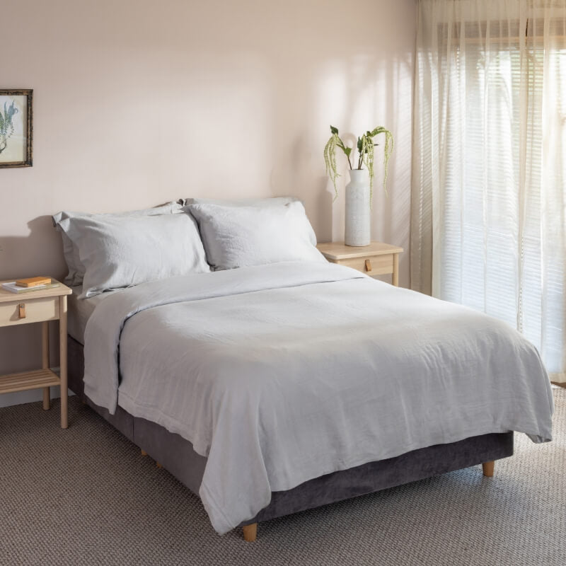 Light Grey French Linen Bed Set