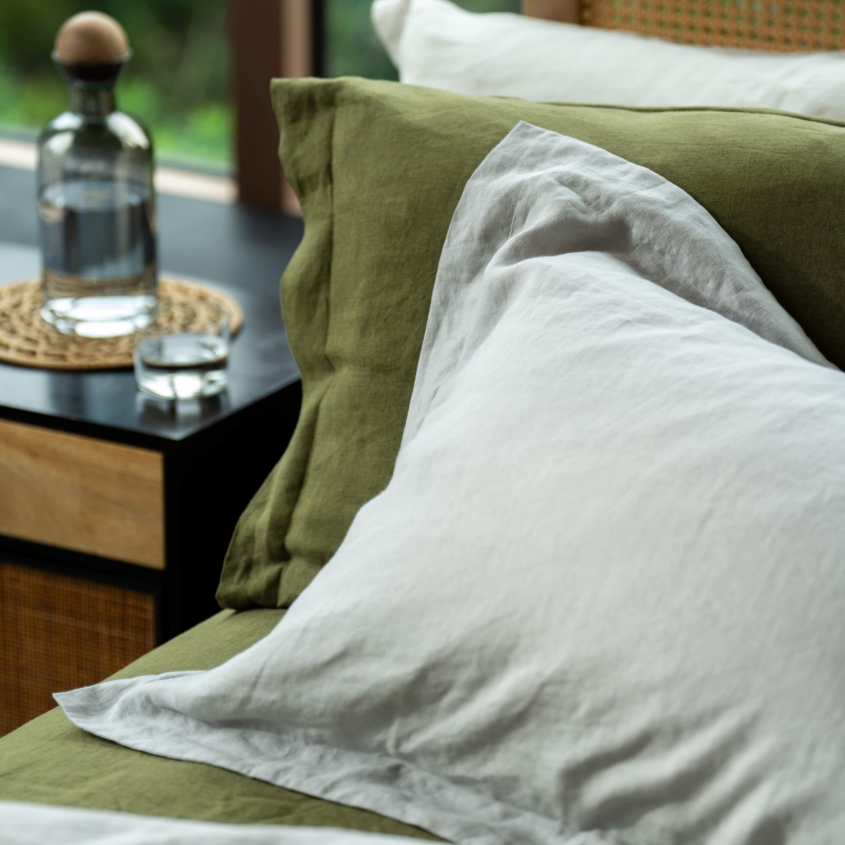 Light Grey French Linen Bed Set