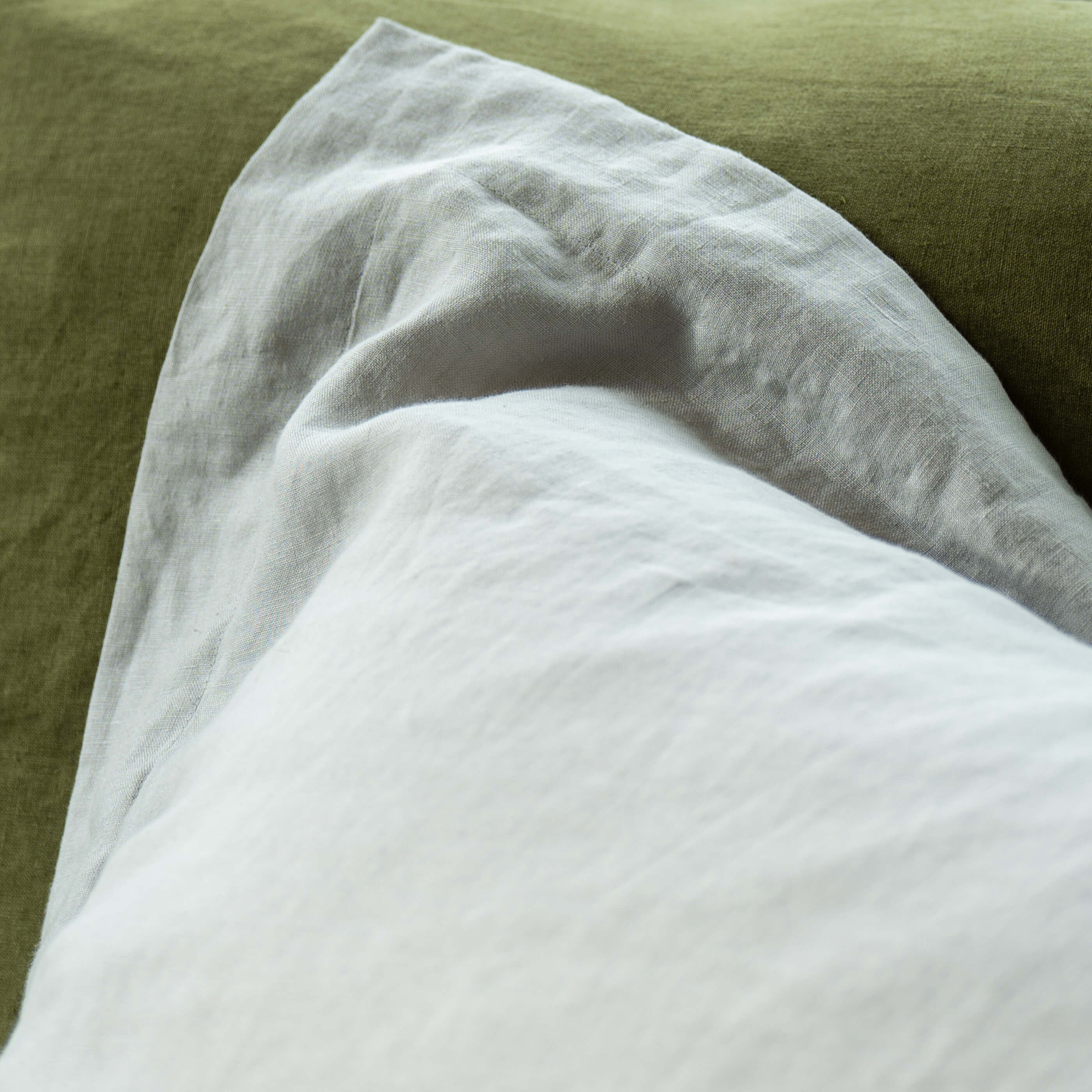 Light Grey French Linen Pillowcases in a styled bedroom 3 | Soak and Sleep