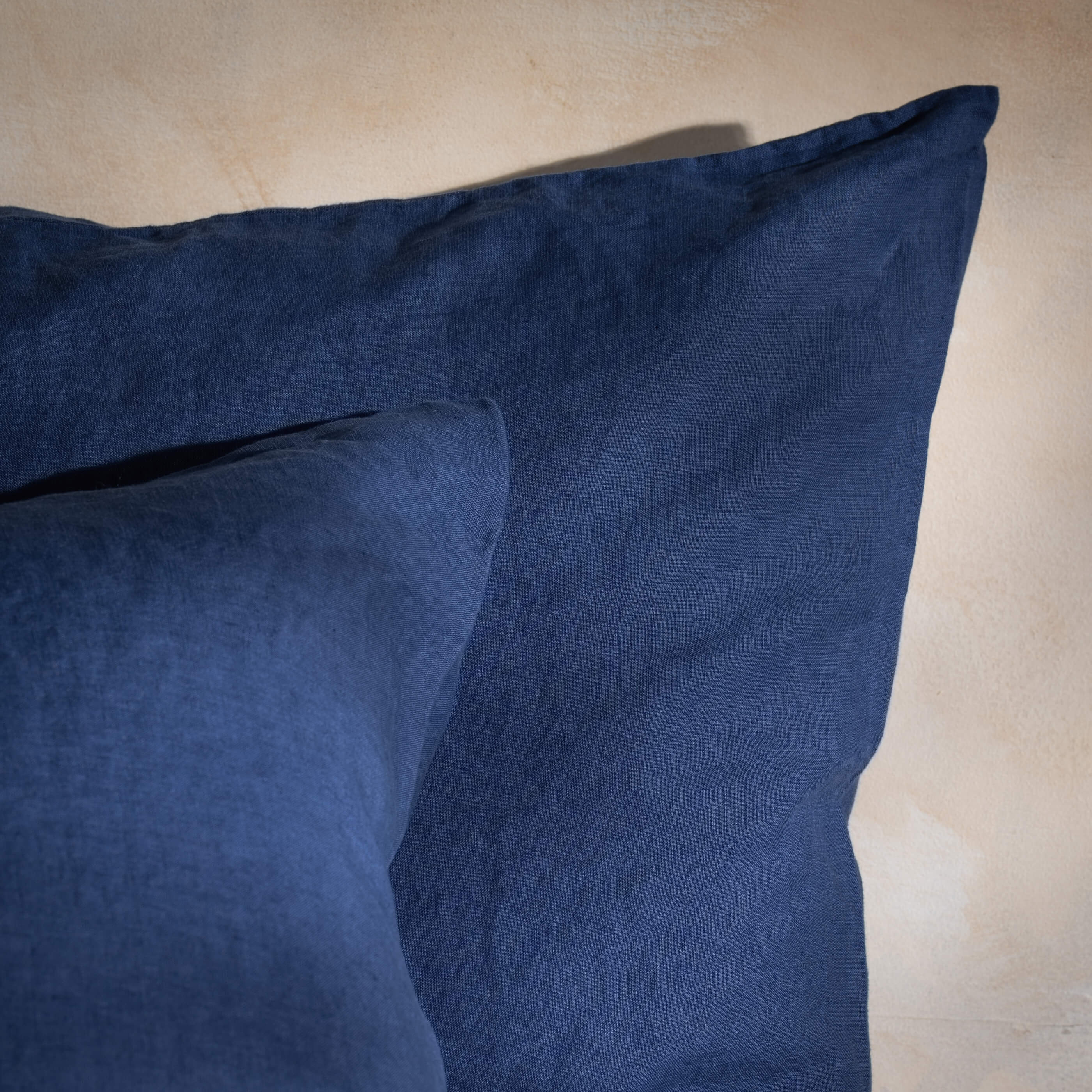Mediterranean Blue French Linen Bedding and Bed Sheets bedroom detail | Soak and Sleep