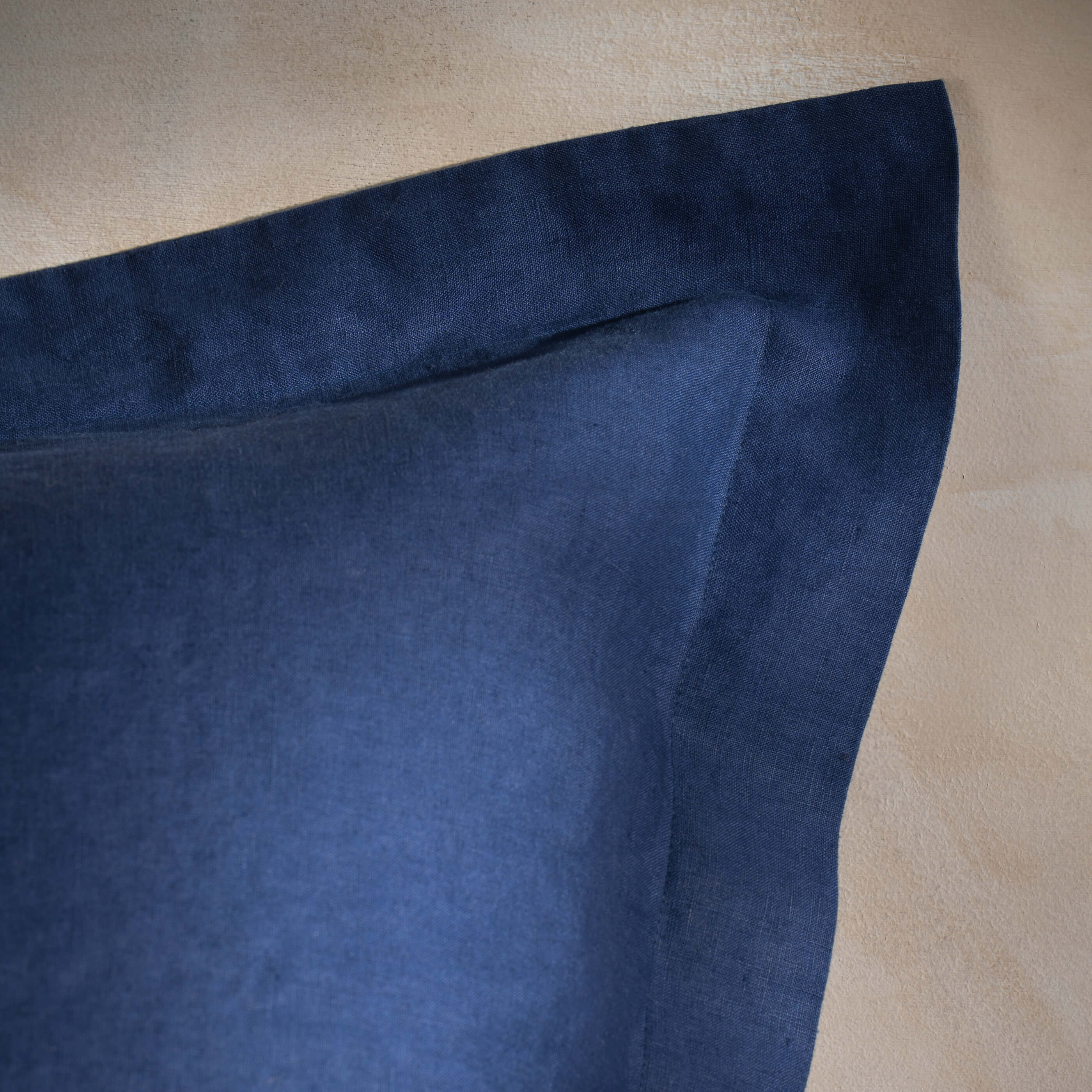 Mediterranean Blue French Linen Bedding and Bed Sheets close-up detail 4 | Soak and Sleep