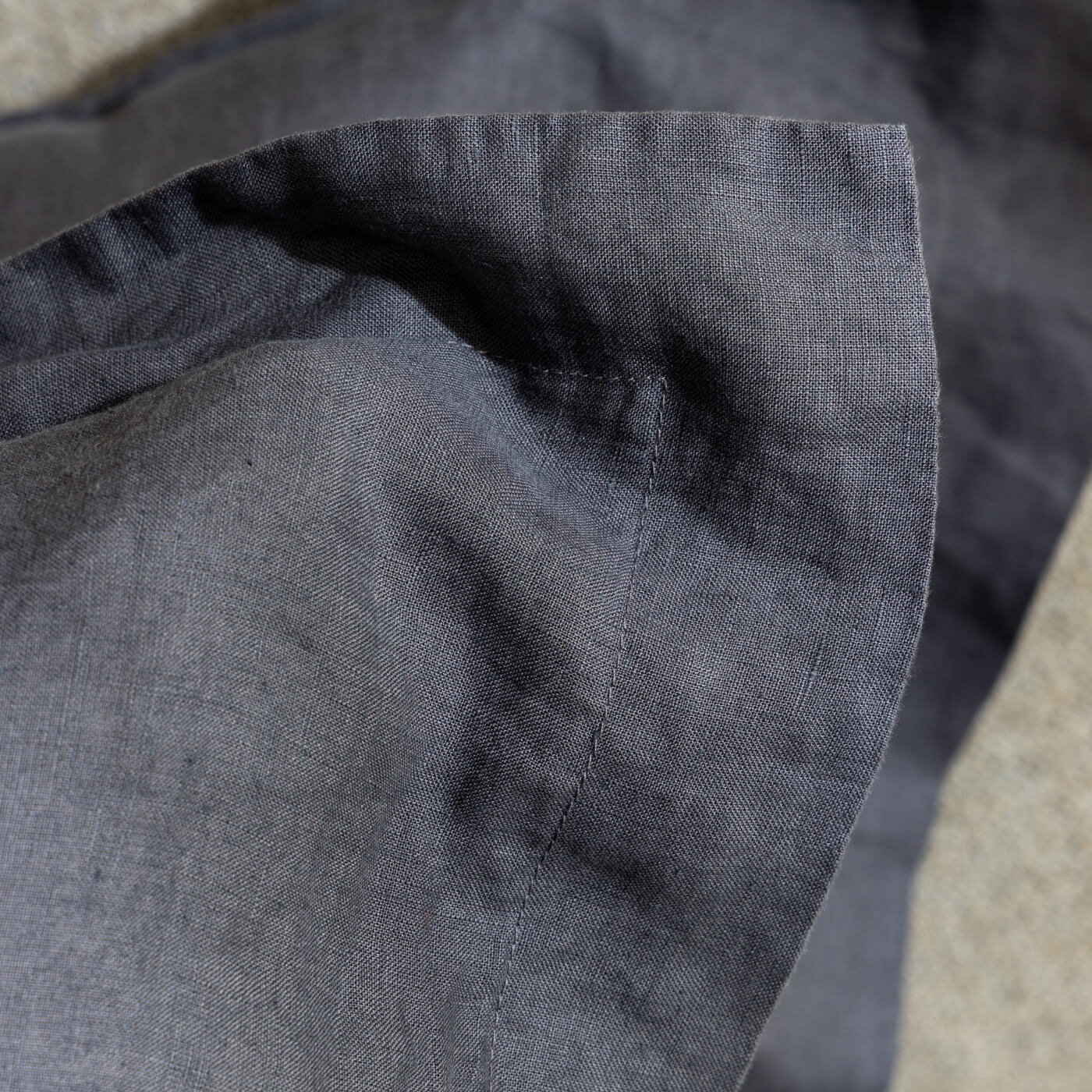 Midnight Grey French Linen Pillowcases close-up detail 2 | Soak and Sleep