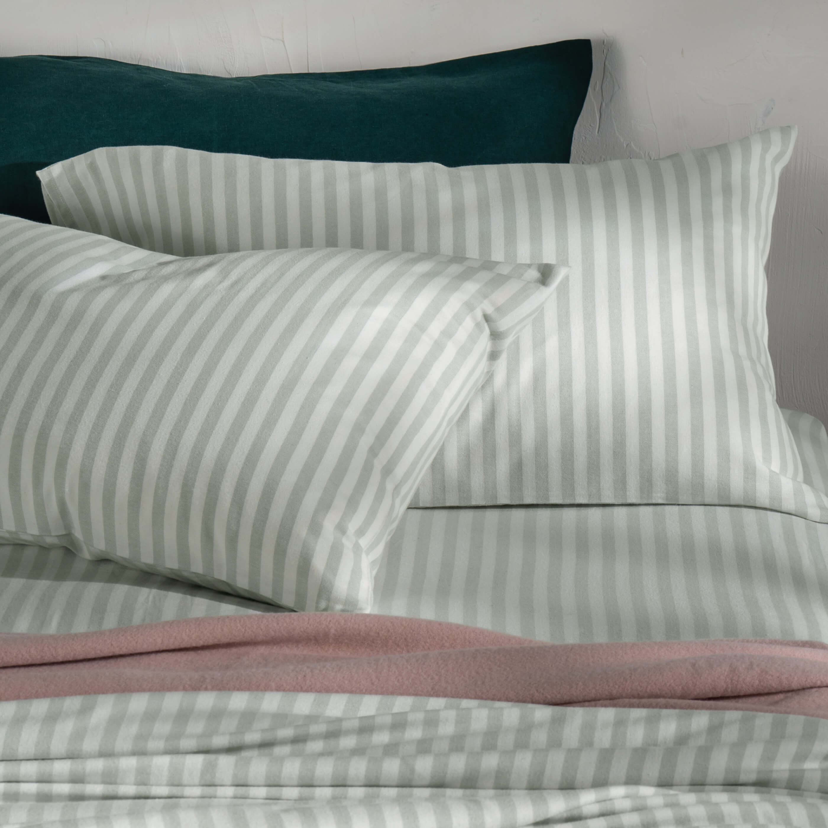 Misty Green Herringbone Bedding & Bed Sheets
