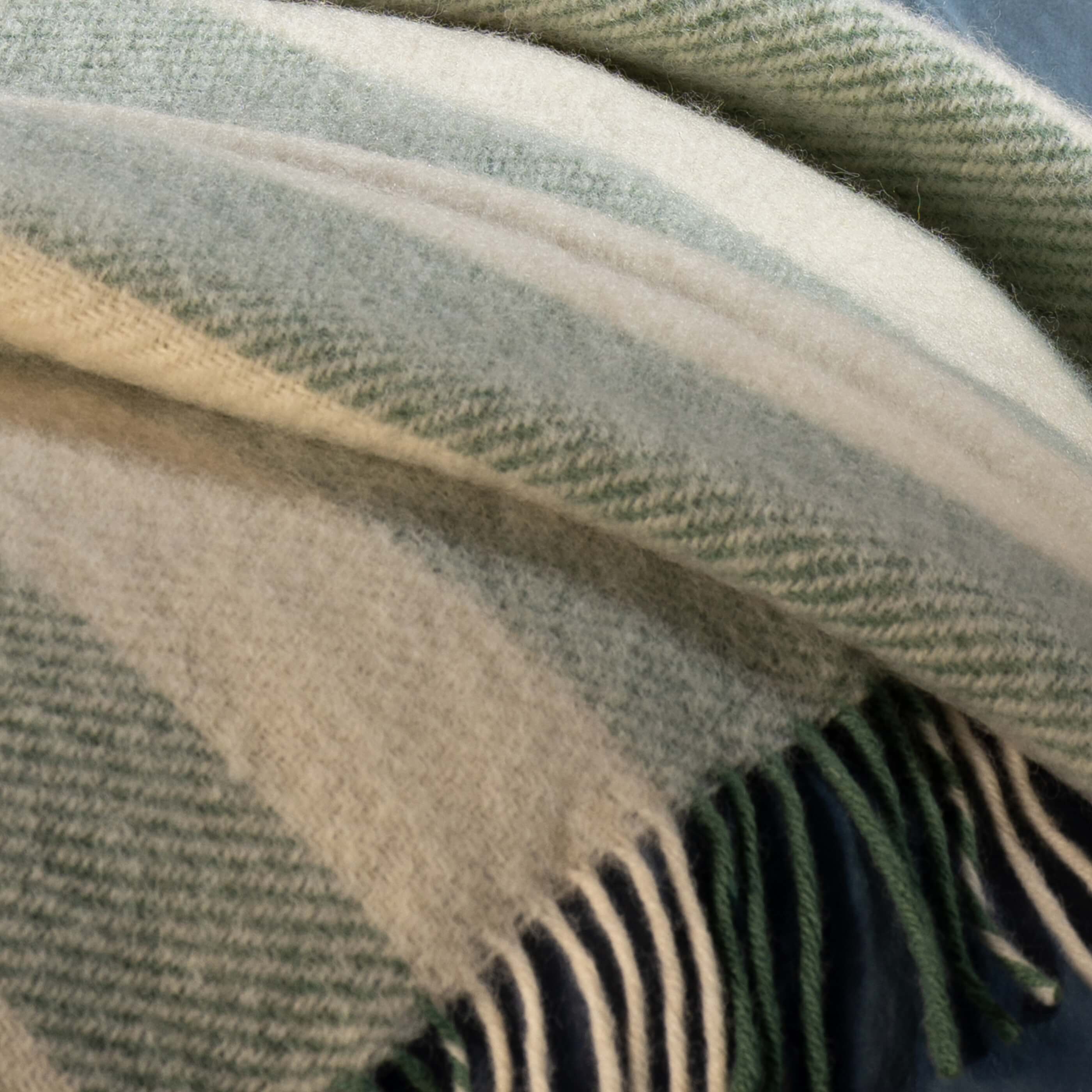 Misty Green Brushed Wool Stripe Throw