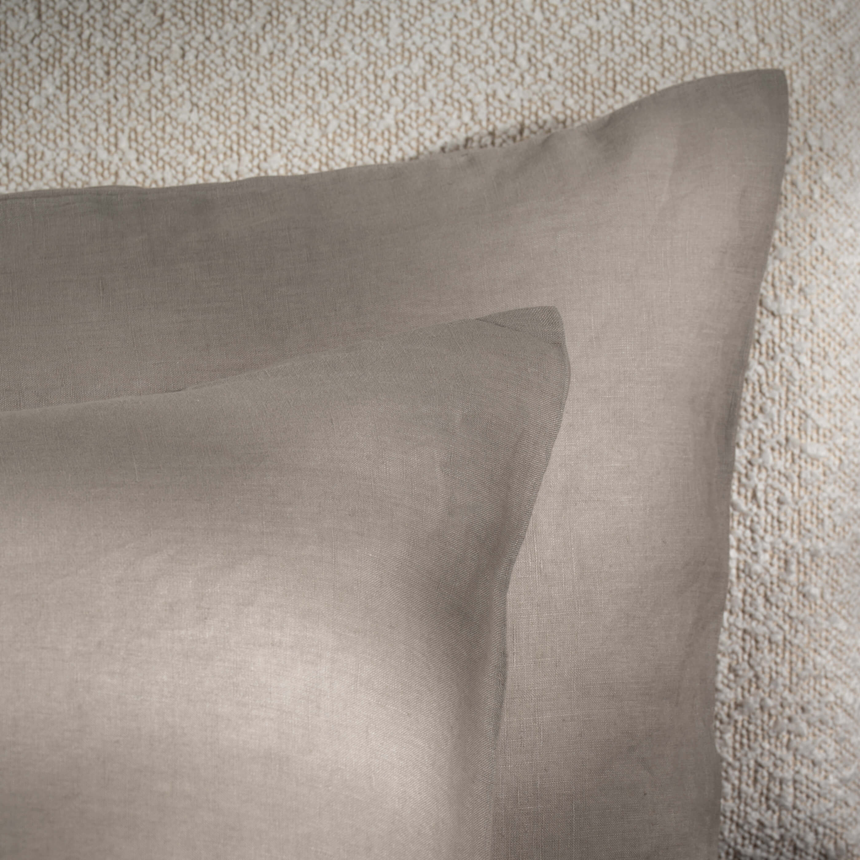 Mocha French Linen Bedding and Bed Sheets - breathable, bedroom detail | Soak and Sleep