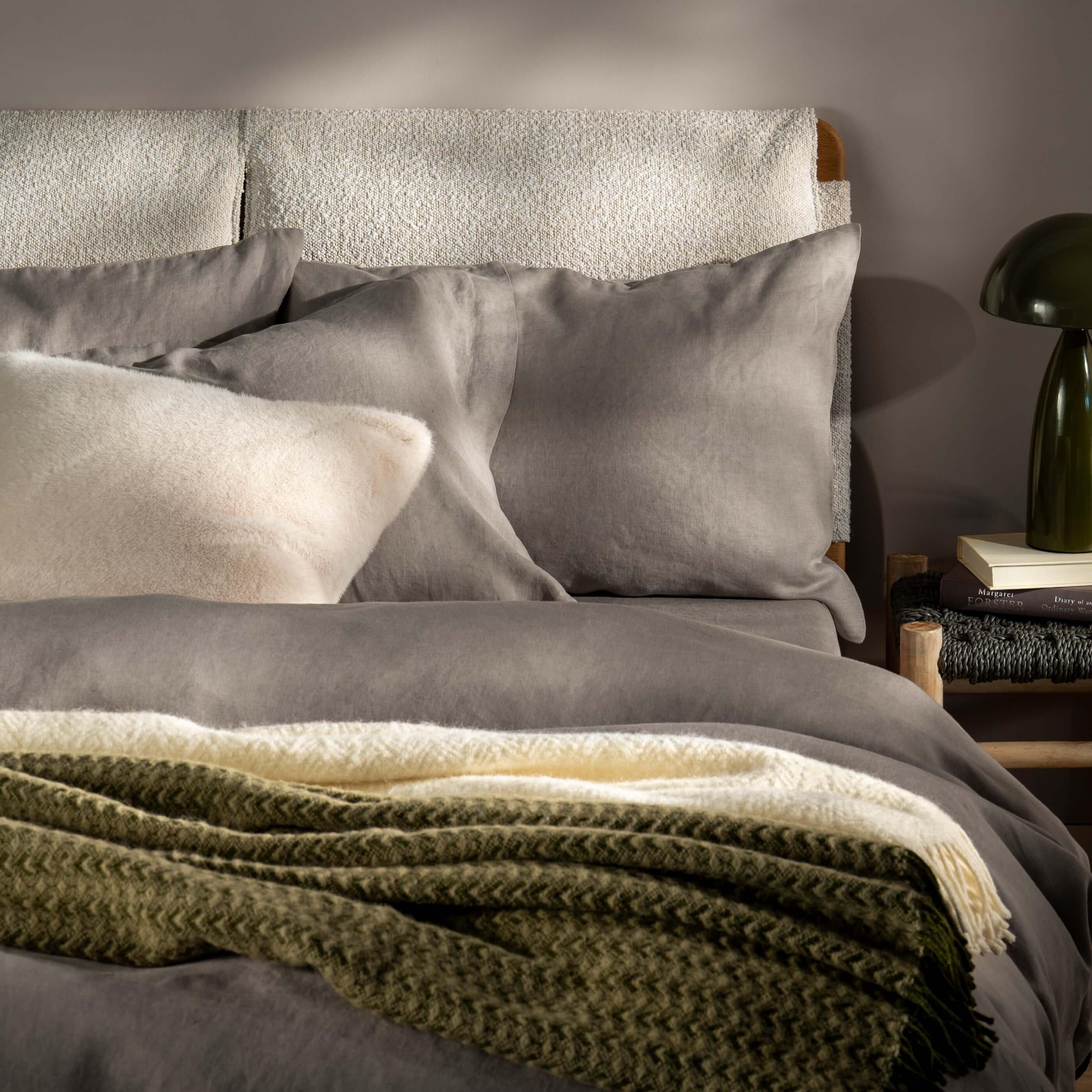 Moss Green Brushed Lambswool Cardigan Throw