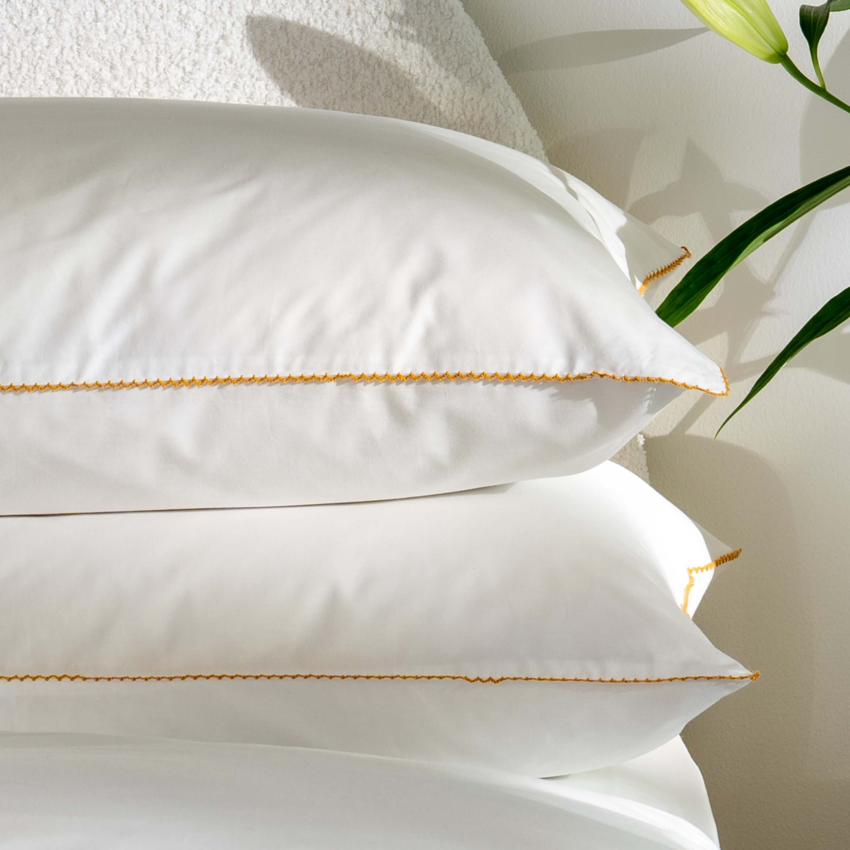 Mustard Yellow 200 TC Scallop Edge Bedding Bed Set