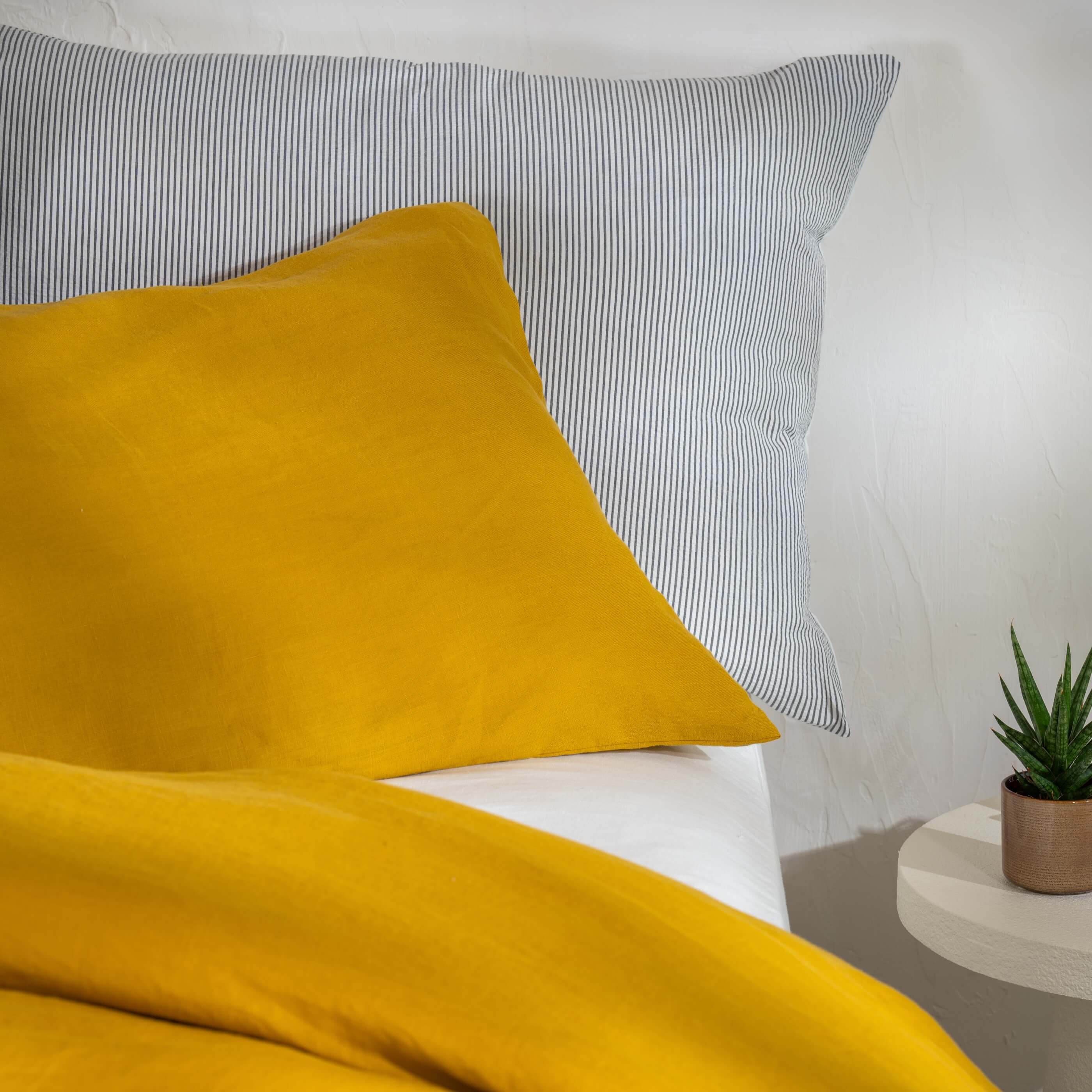 Mustard Yellow French Linen Duvet Cover