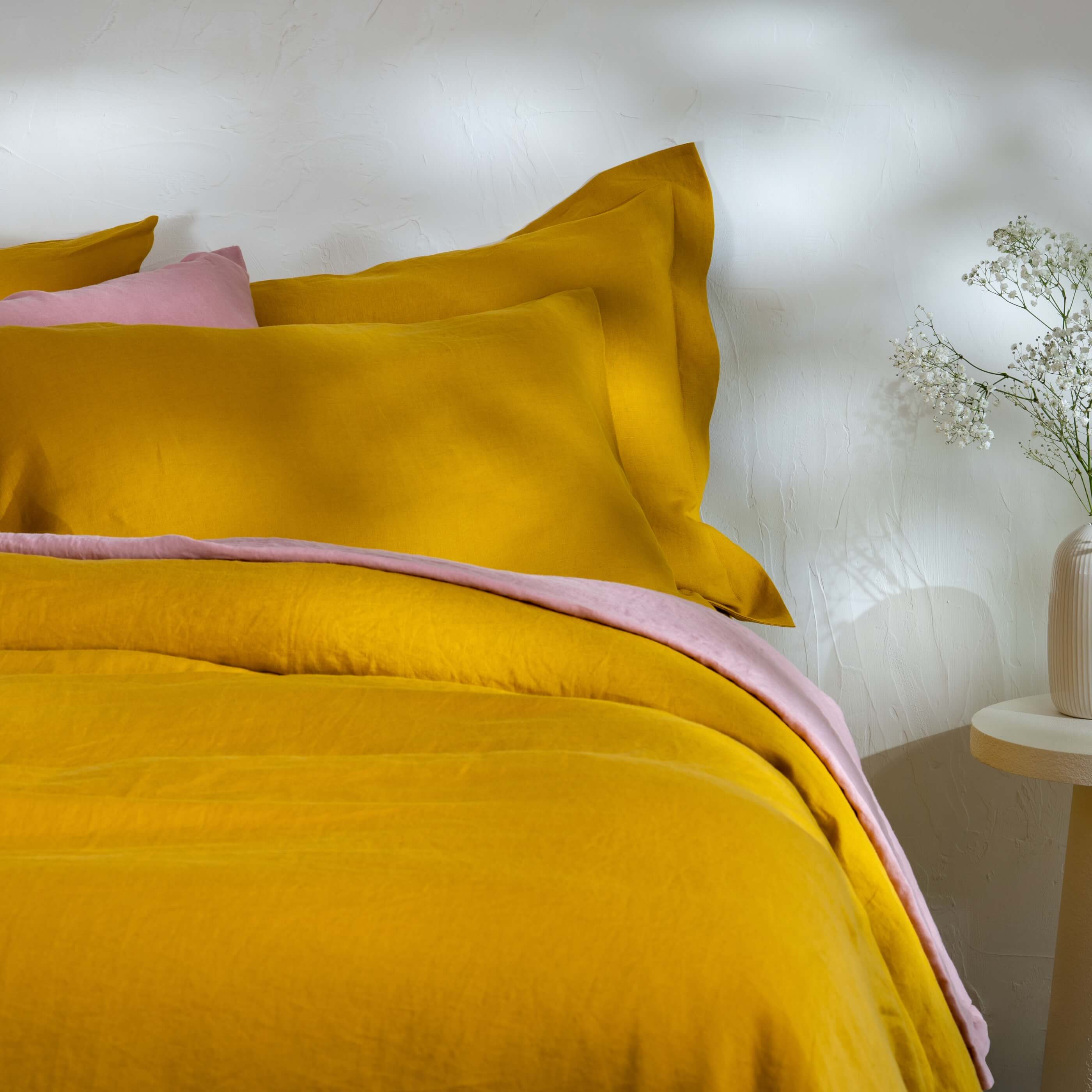 Mustard Yellow French Linen Duvet Cover
