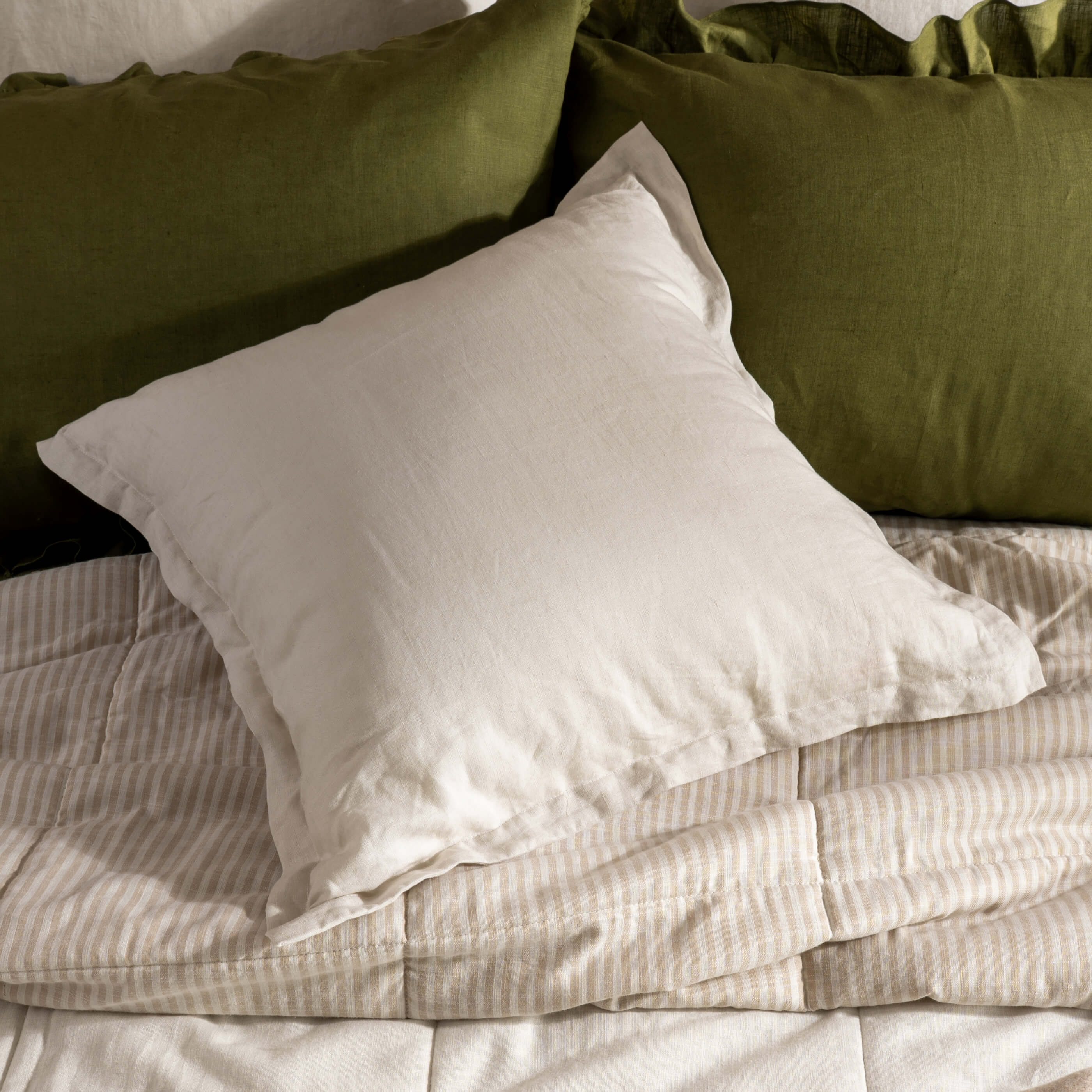 Natural French Linen Medium Square Cushion Cover