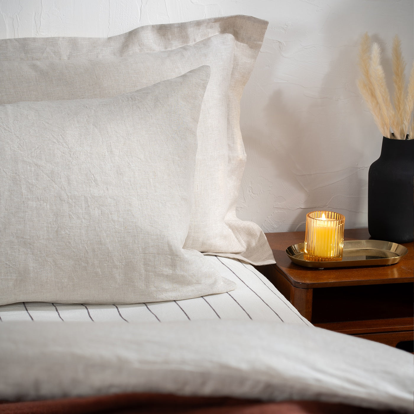 Natural Marl French Linen 40cm Fitted Sheet